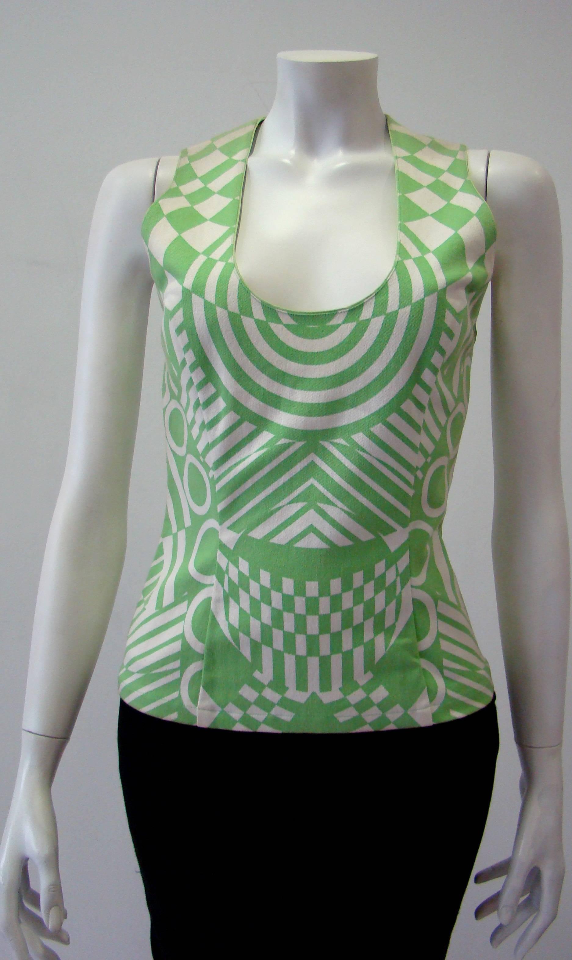 Gianni Versace Couture Printed Sleeveless Cotton Top