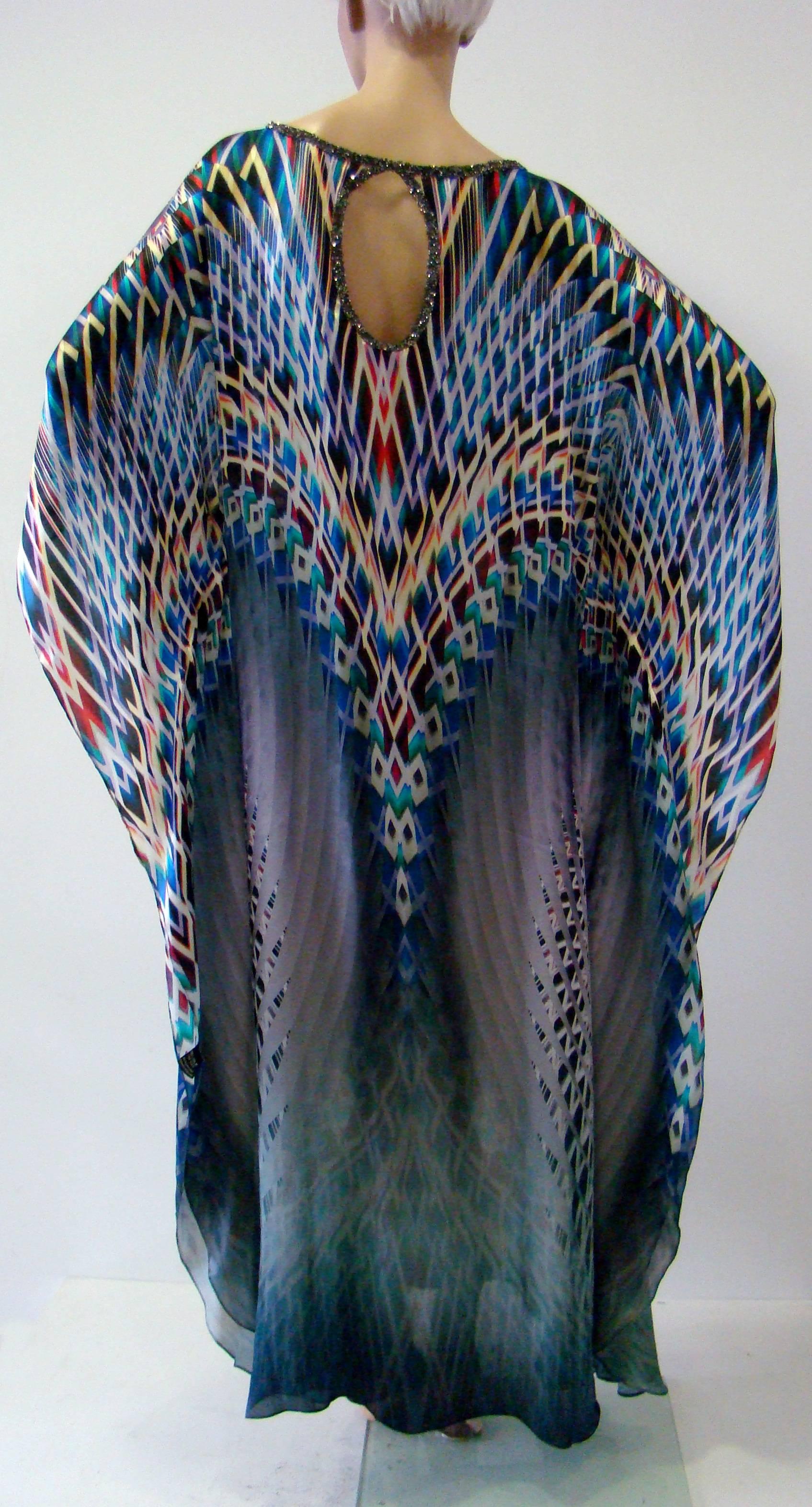 Women's Contemporary Silk Printed Caftan Dress From Laleh Fayaz For Sale