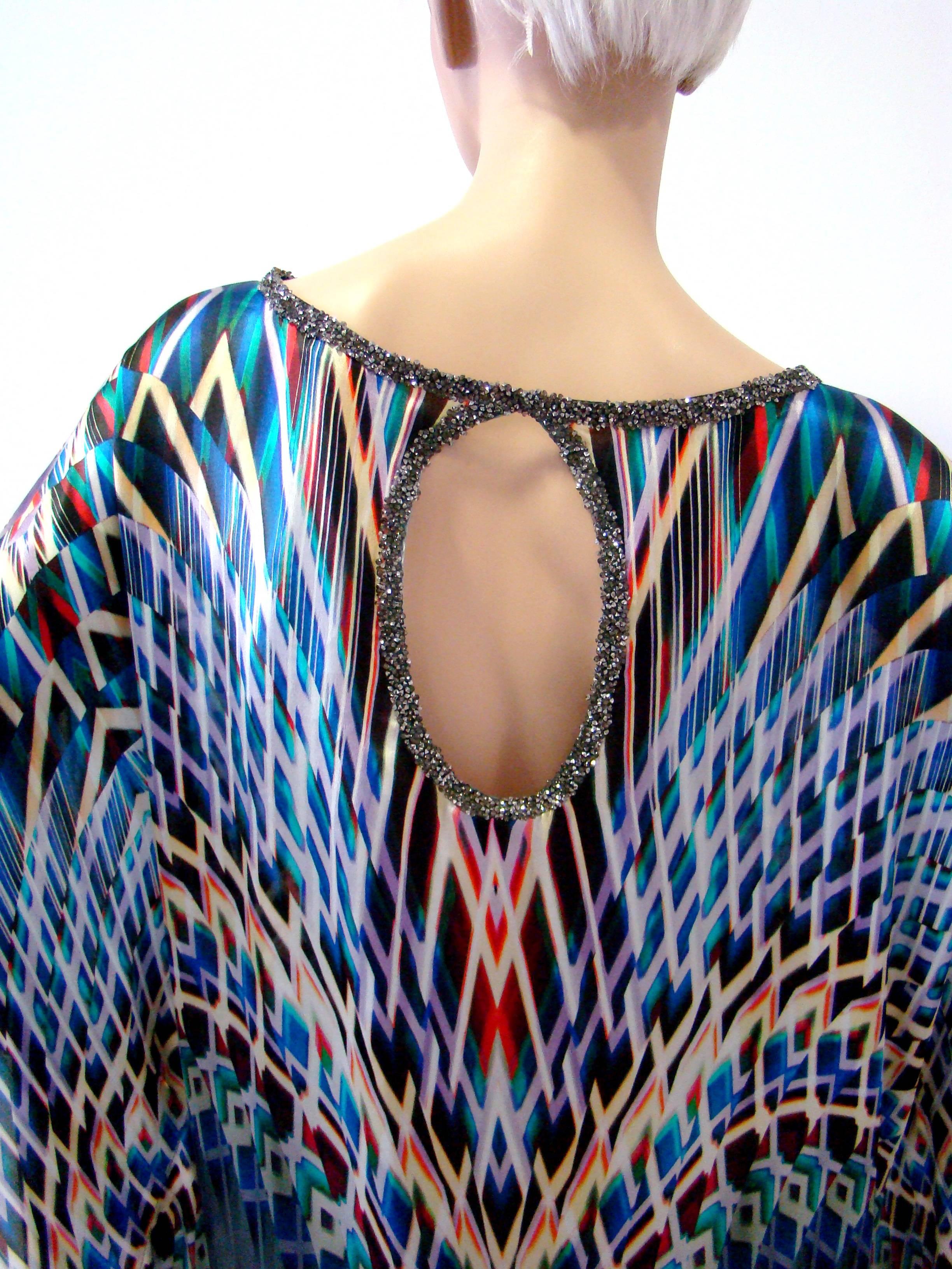 Contemporary Silk Printed Caftan Dress From Laleh Fayaz For Sale 1