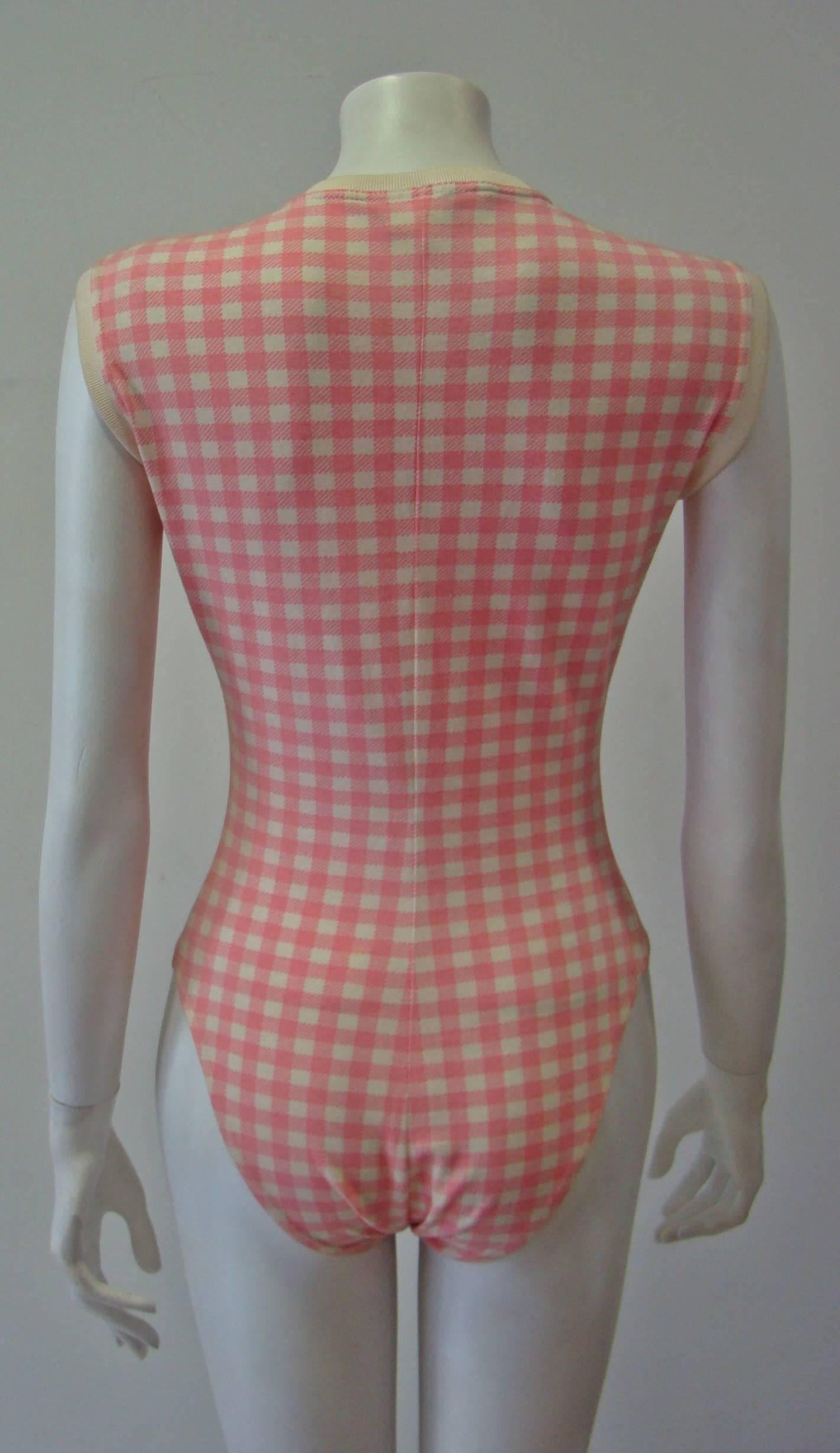 Gianni Versace Couture Checked Stretch Bodysuit  For Sale 1