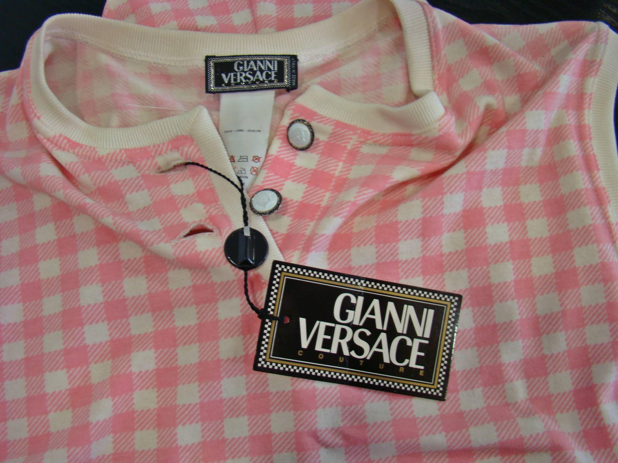 Gianni Versace Couture Checked Stretch Bodysuit  For Sale 2