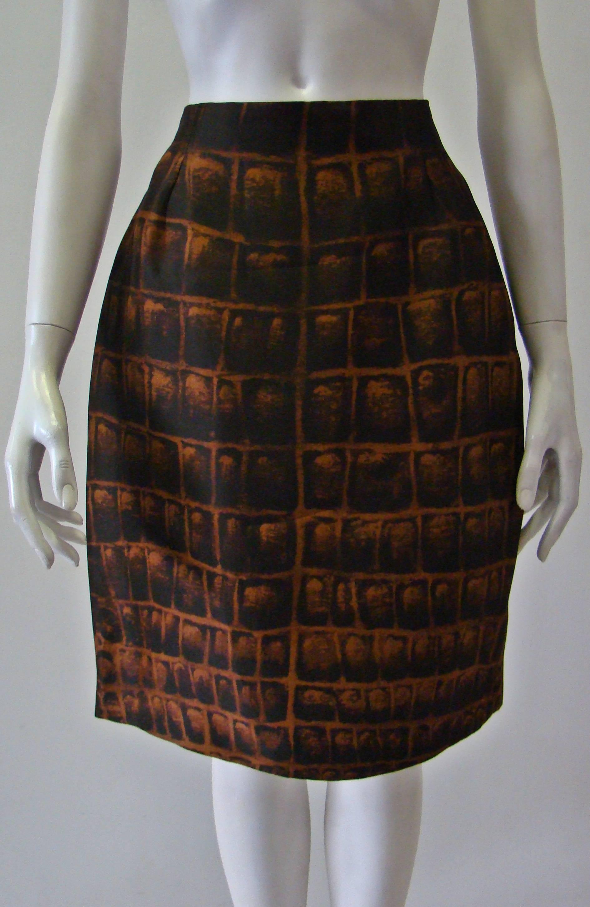 Black Gianni Versace Couture Silk Organza Printed Skirt Spring 1992 For Sale