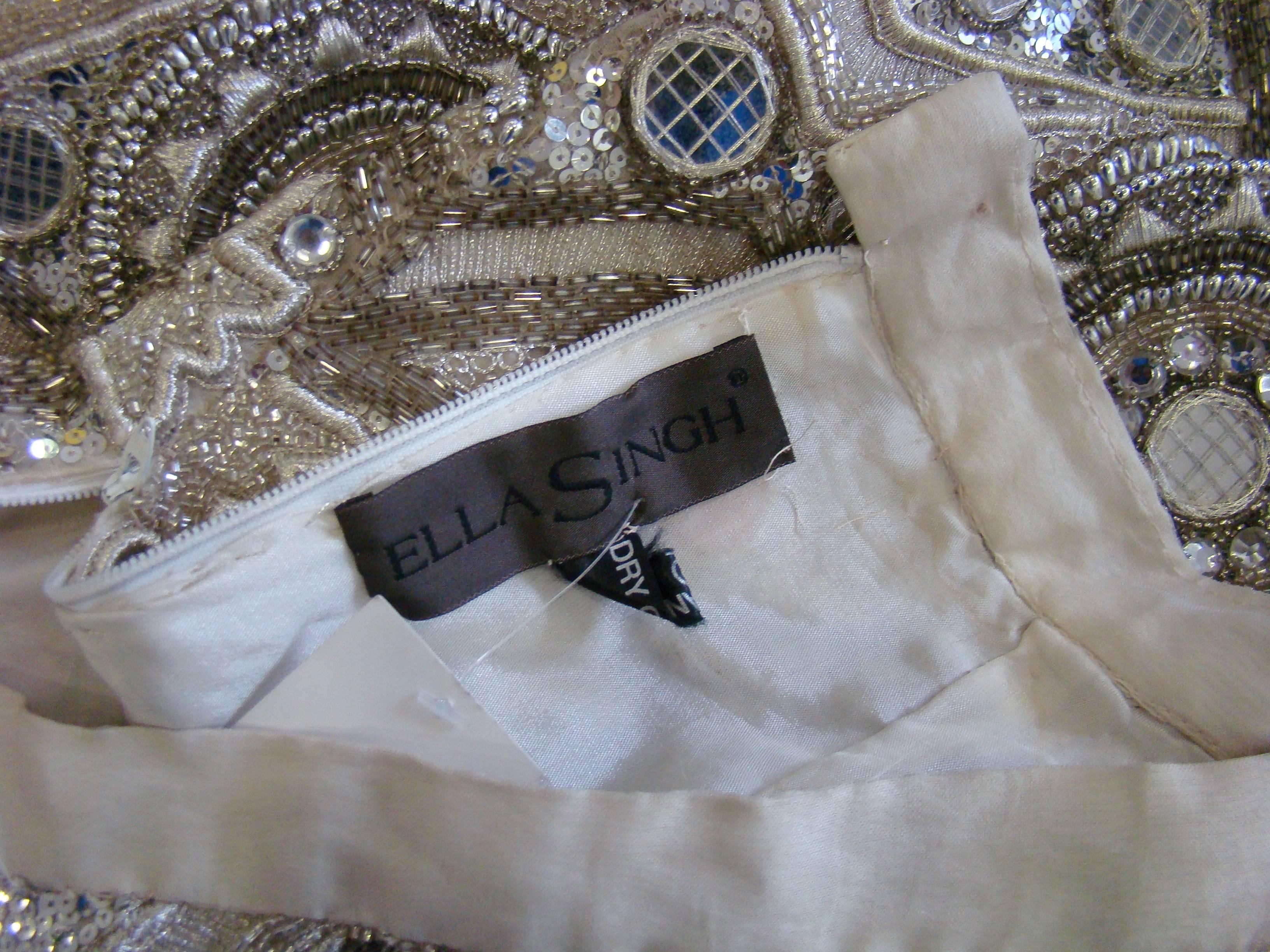 Very Rare Ella Singh Embroidered Silk Sequin Mini Skirt 1990s For Sale 2