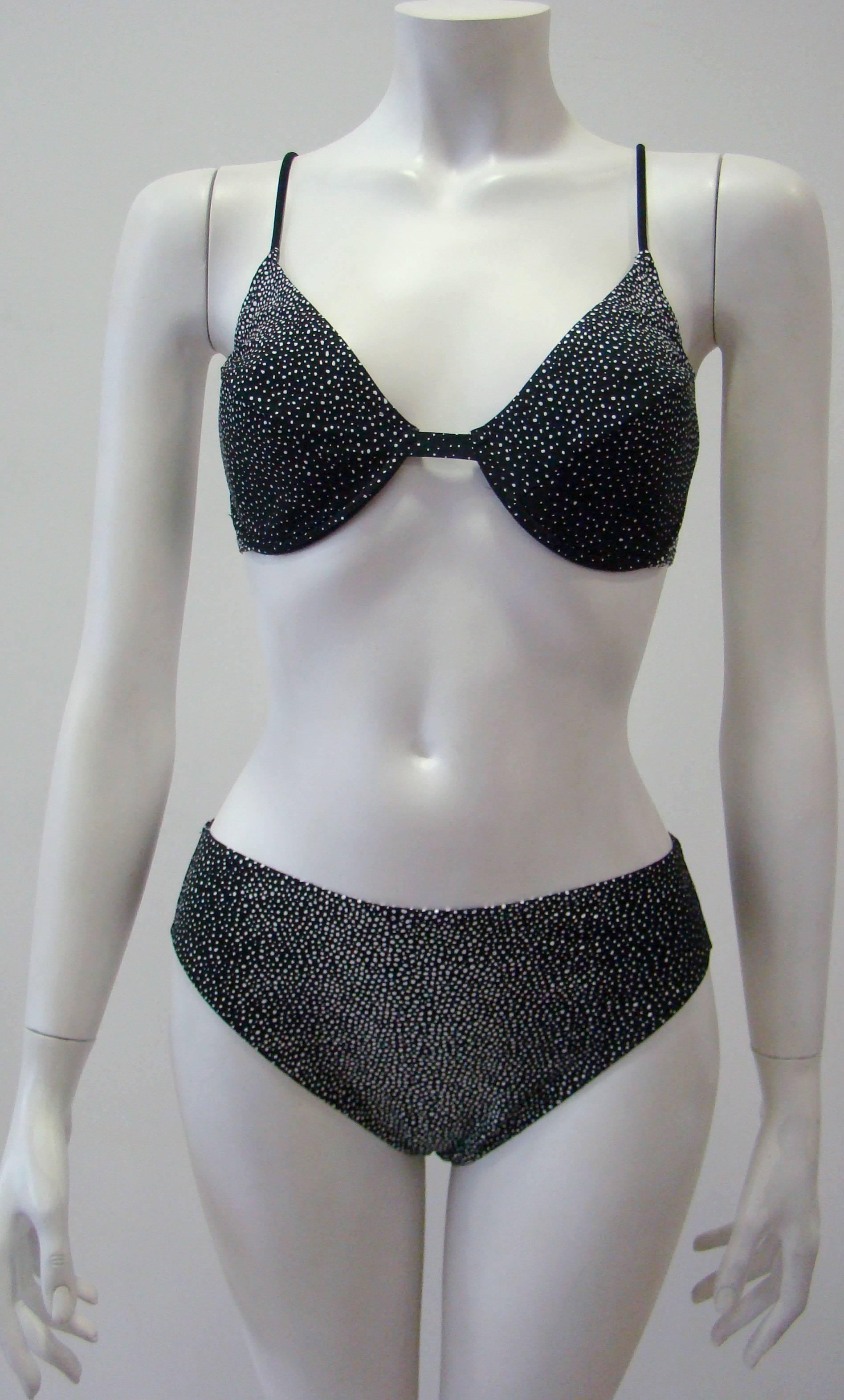 Black Gianfranco Ferre Separate Bikini With White Dots For Sale