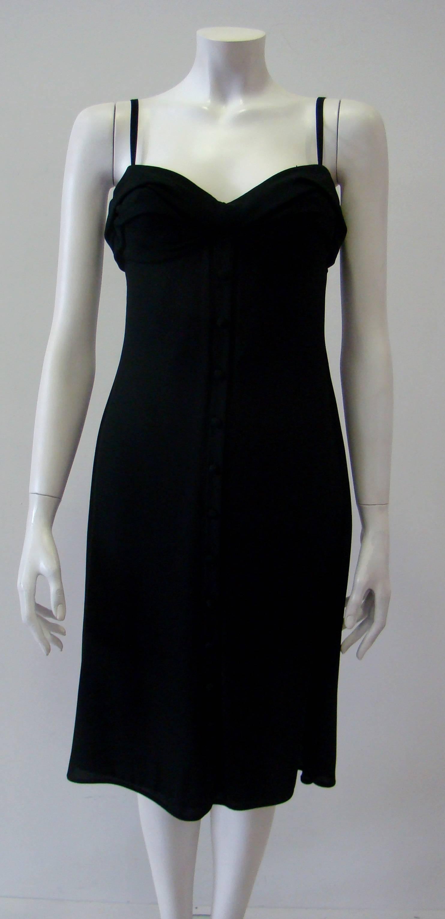 Black Gianni Versace Couture Front Buttoning Dress Spring 1996 For Sale