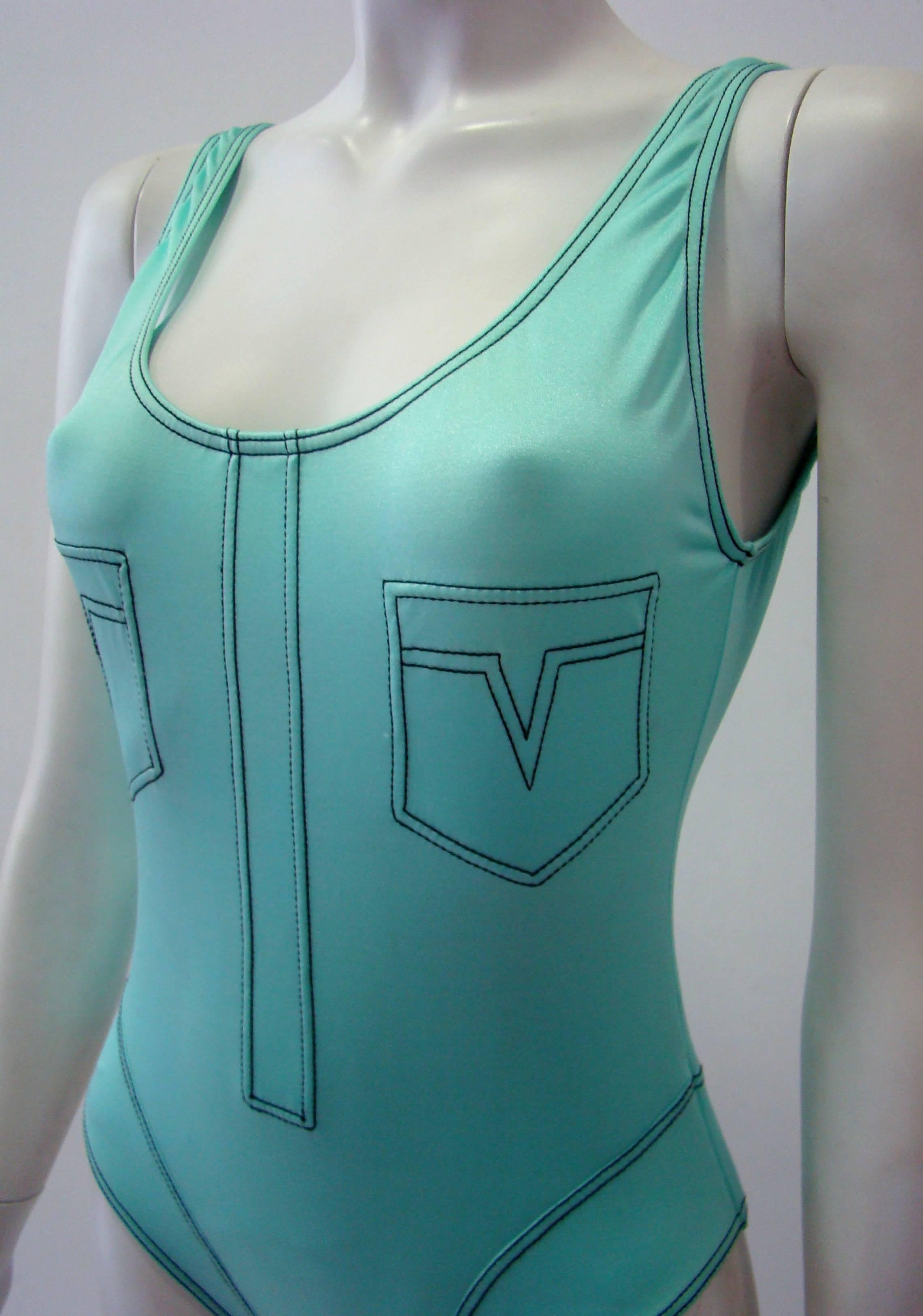 Gianni Versace Mare Stitch Contrast Swimsuit In Excellent Condition For Sale In Athens, Agia Paraskevi