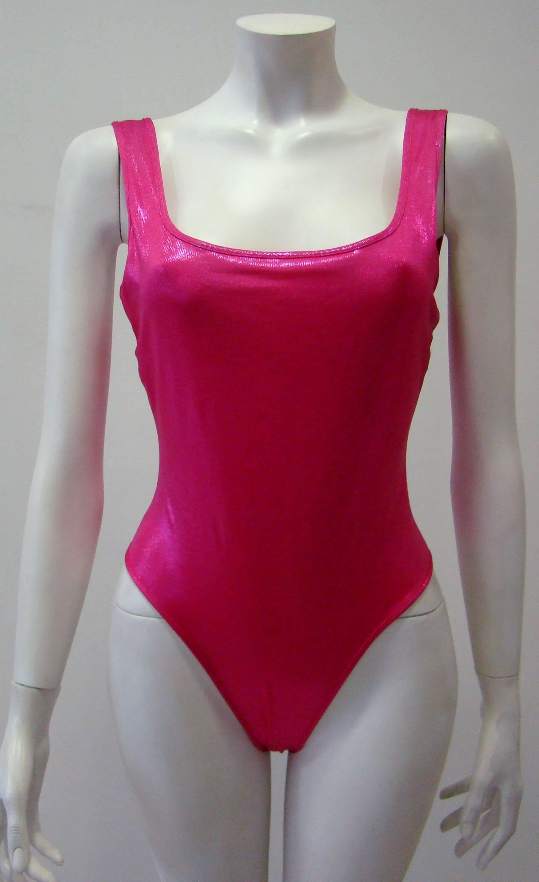 Gianfranco Ferre Pink Lurex Stretch Bathing Suit In Excellent Condition In Athens, Agia Paraskevi