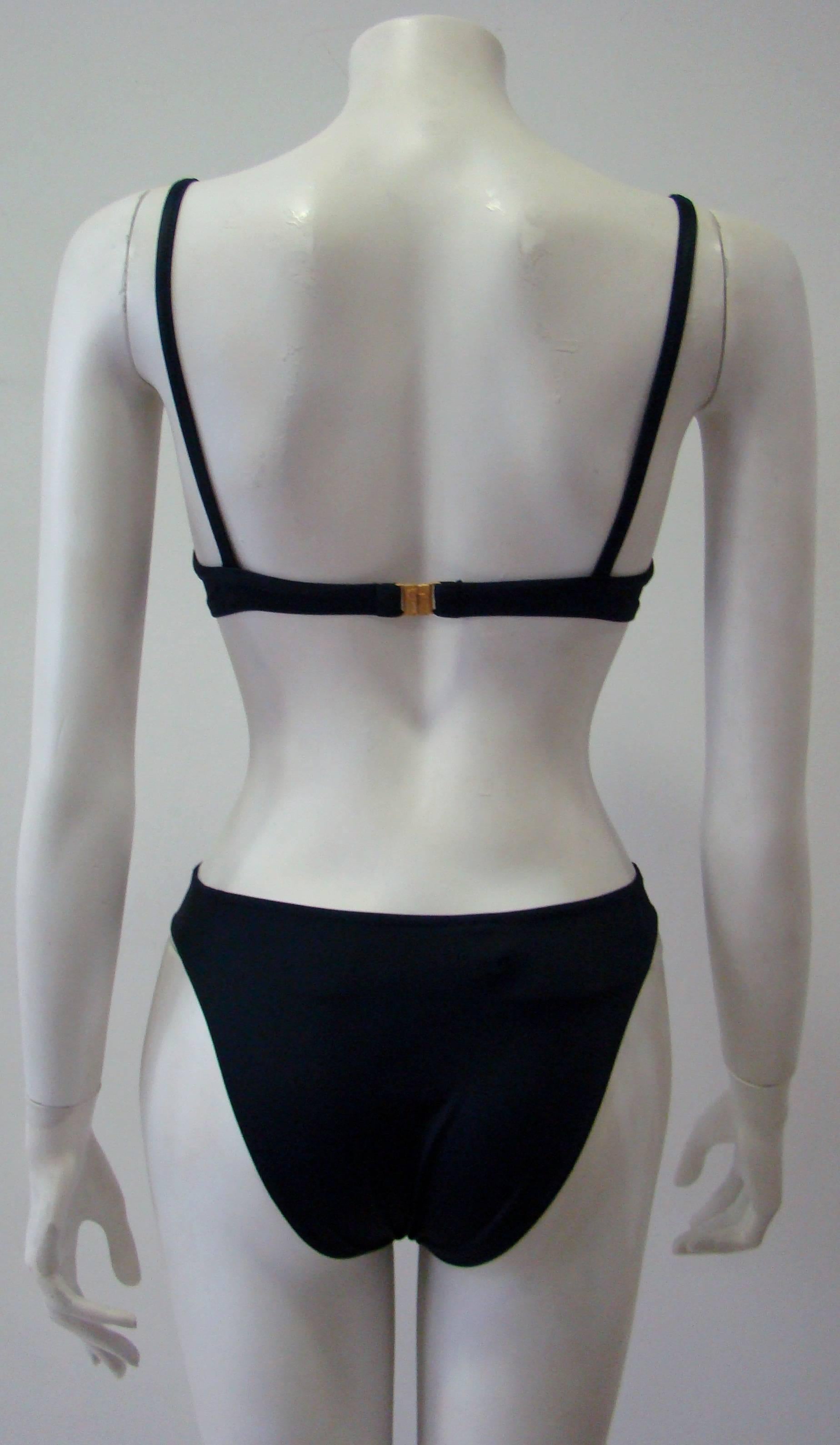 Gianfranco Ferre Navy Blue Separate Bikini With Sheer Detailing For Sale 2