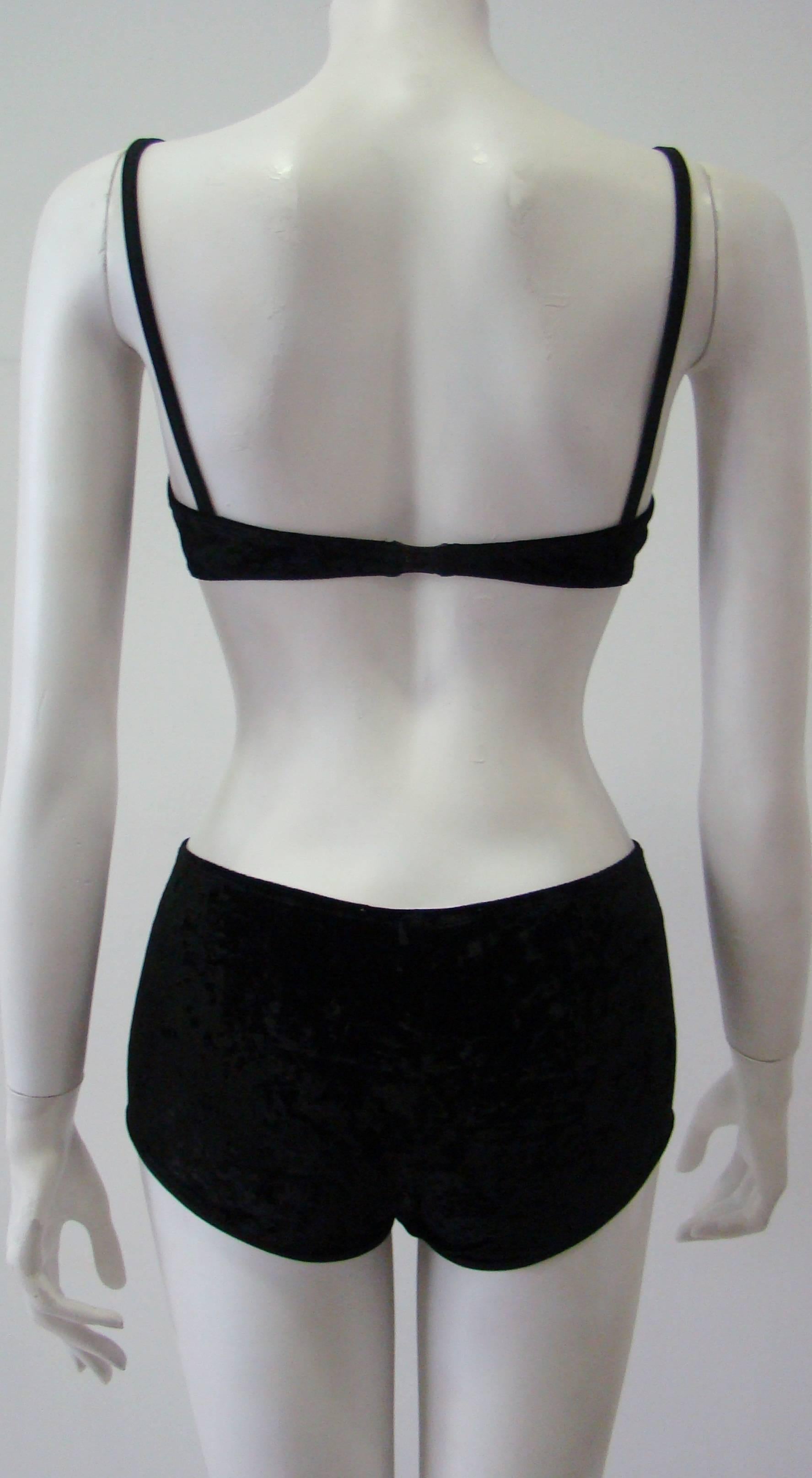 Sonia Rykiel Black Velvet Separate Swimwear  For Sale 2