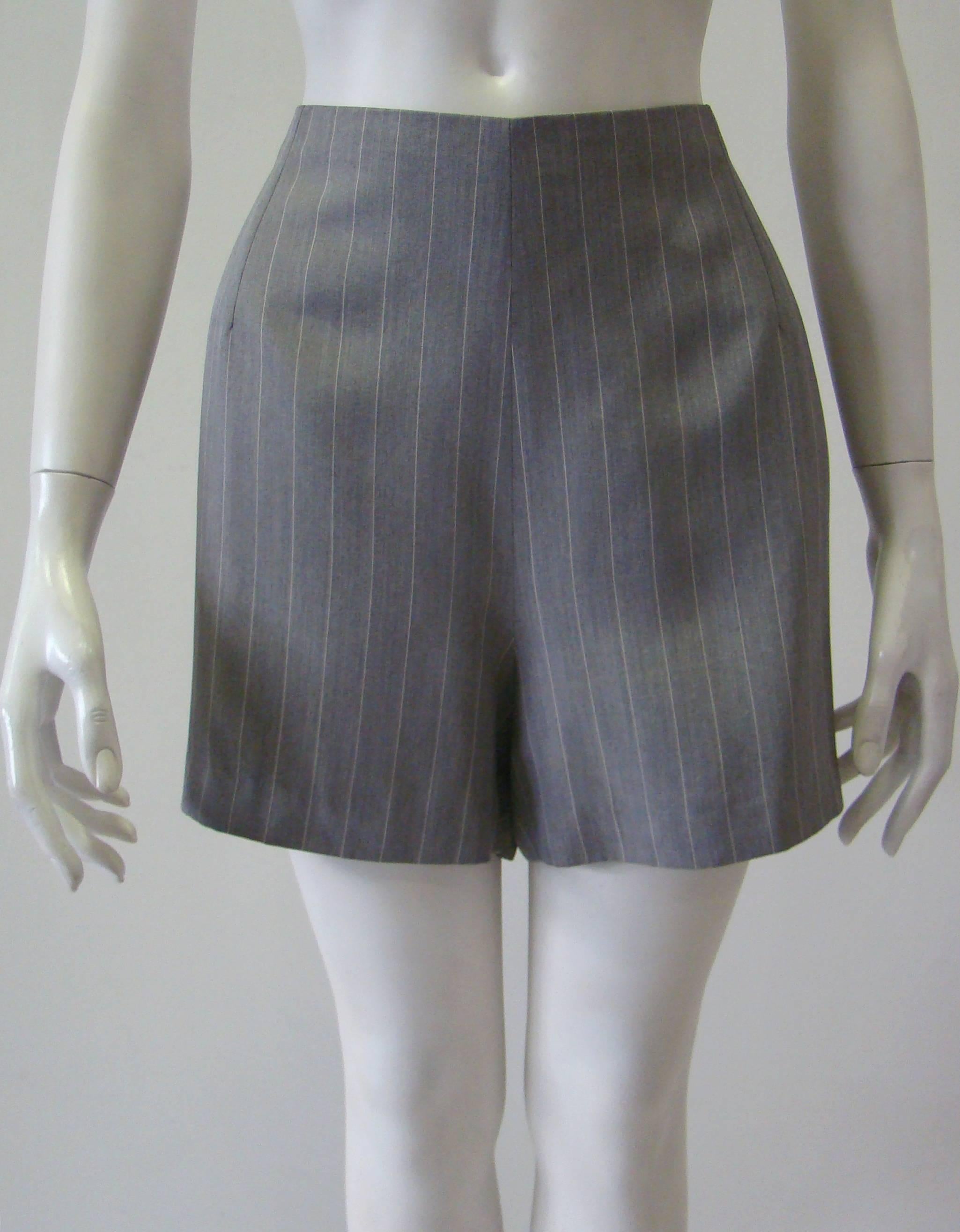 Gray Gianni Versace Couture Striped Silk Shorts Fall 1995 For Sale