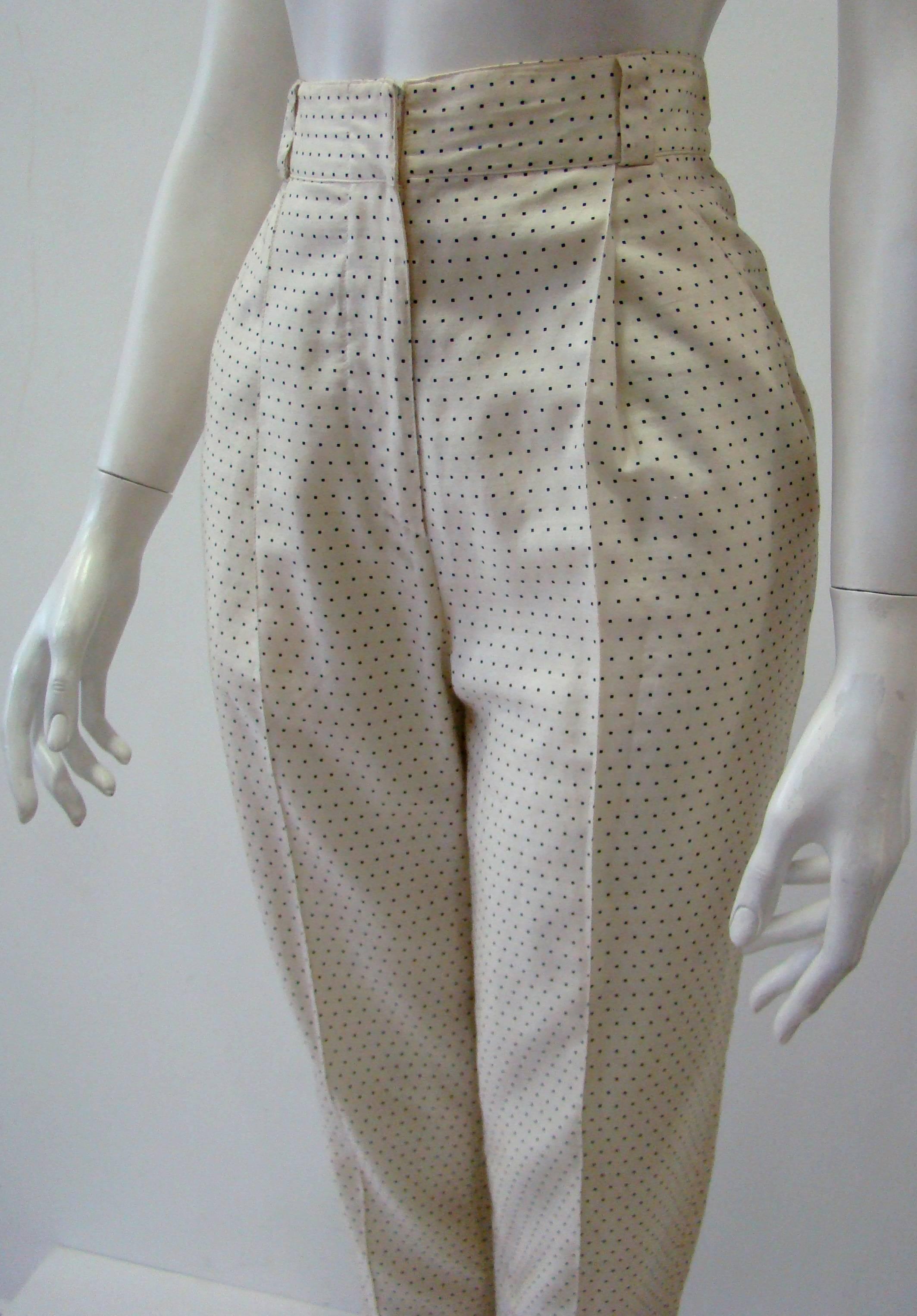 Early Gianni Versace Polka Dot Cotton Pants Spring 1988 For Sale 1