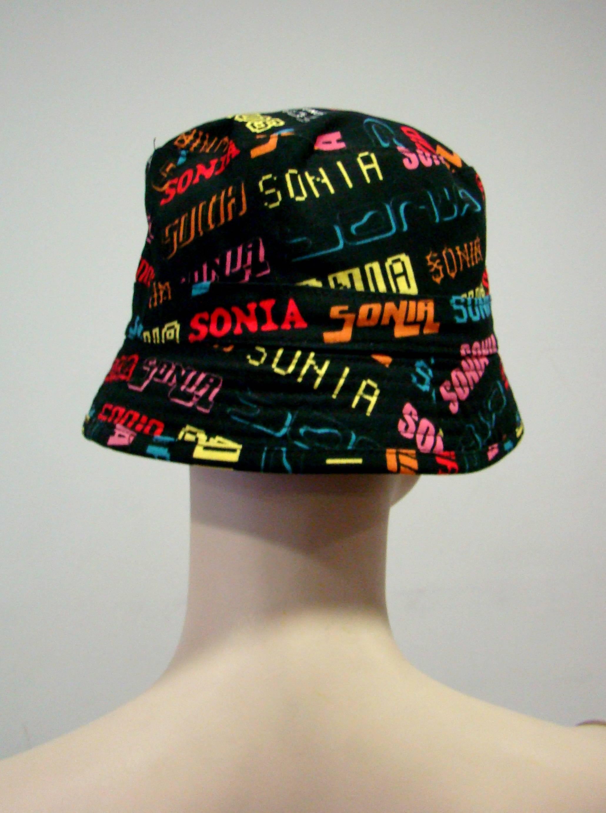 Women's Sonia Rykiel Logo Printed Hat 1990s For Sale
