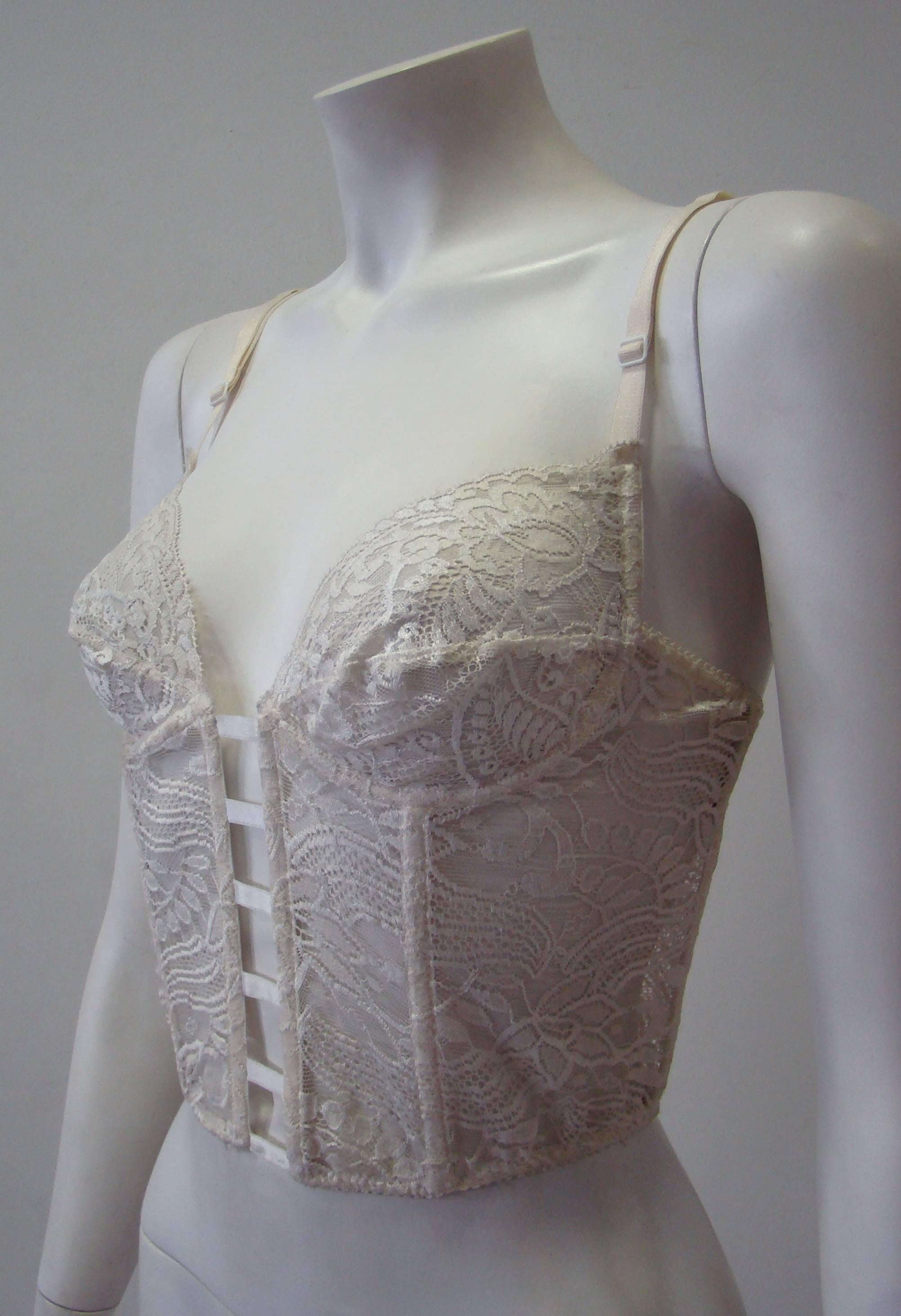 Gray Gianni Versace Intimo Lace Sheer Top Spring 1994