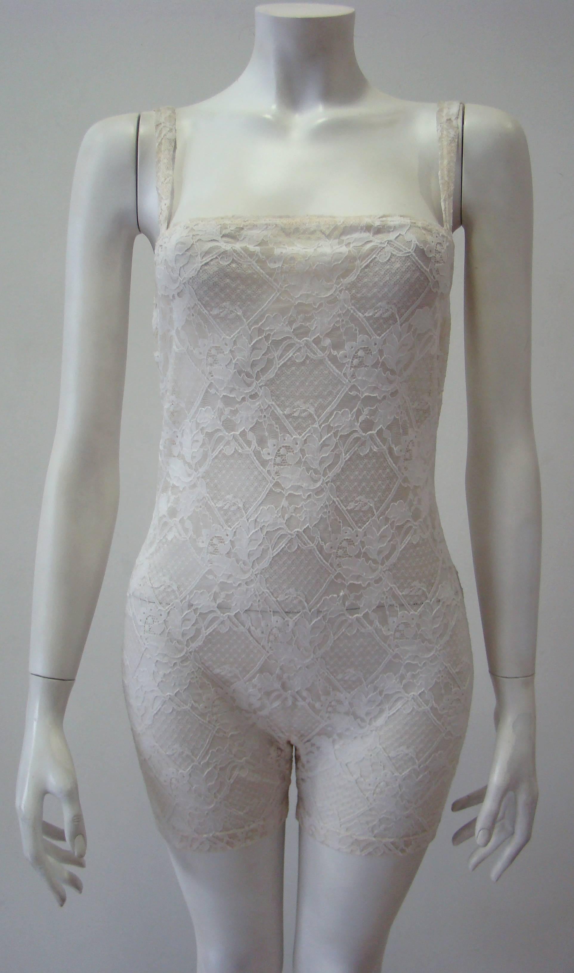 Gray Gianni Versace Punk Lace Sheer Playsuit Spring 1994