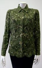Gianni Versace Istante Lace Sheer Printed Shirt Top