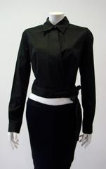 Angelo Tarlazzi Black Cotton Short Jacket With Sheer Net Back