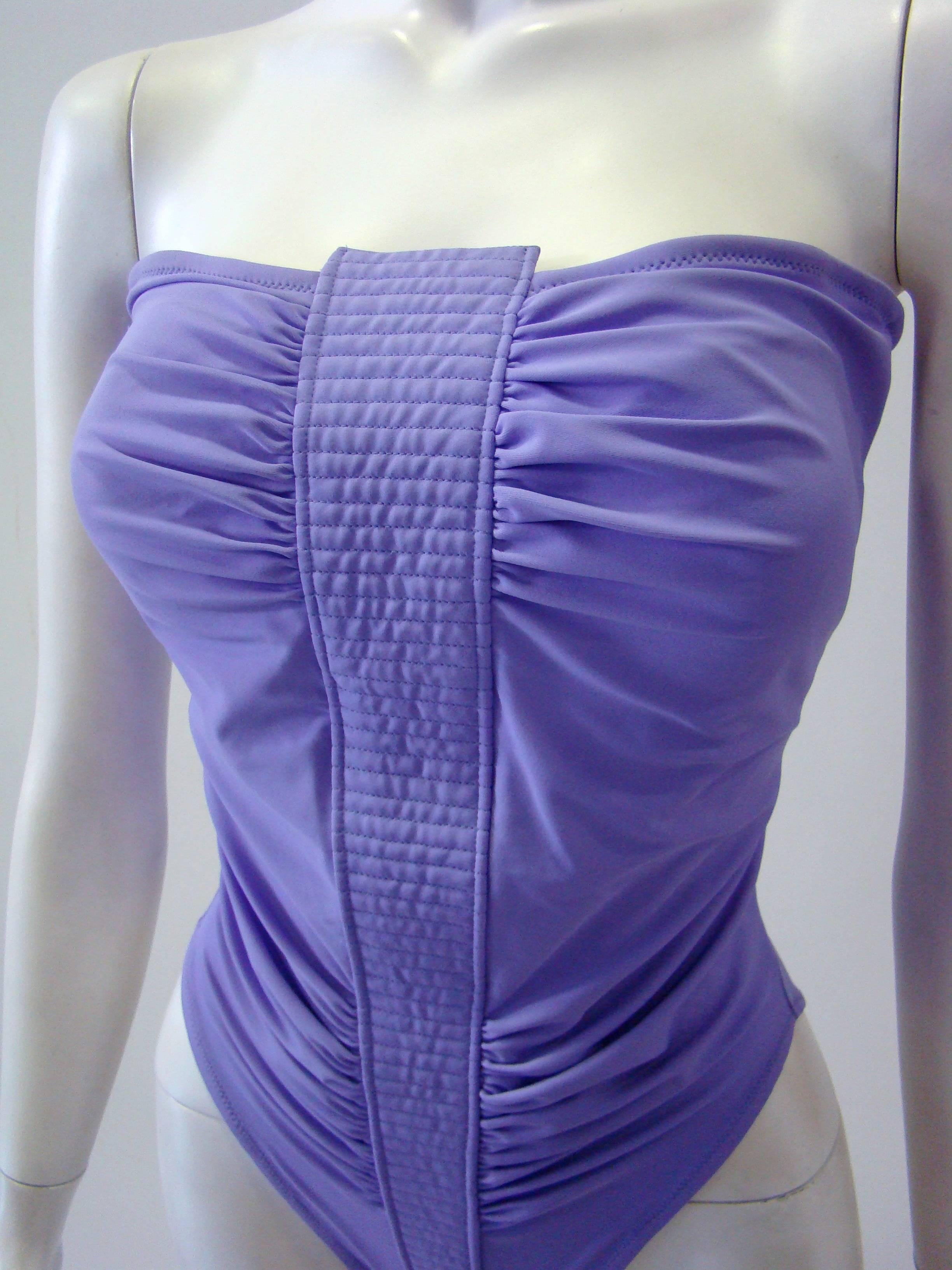Gianni Versace Lilac Bathing Suit In Excellent Condition For Sale In Athens, Agia Paraskevi