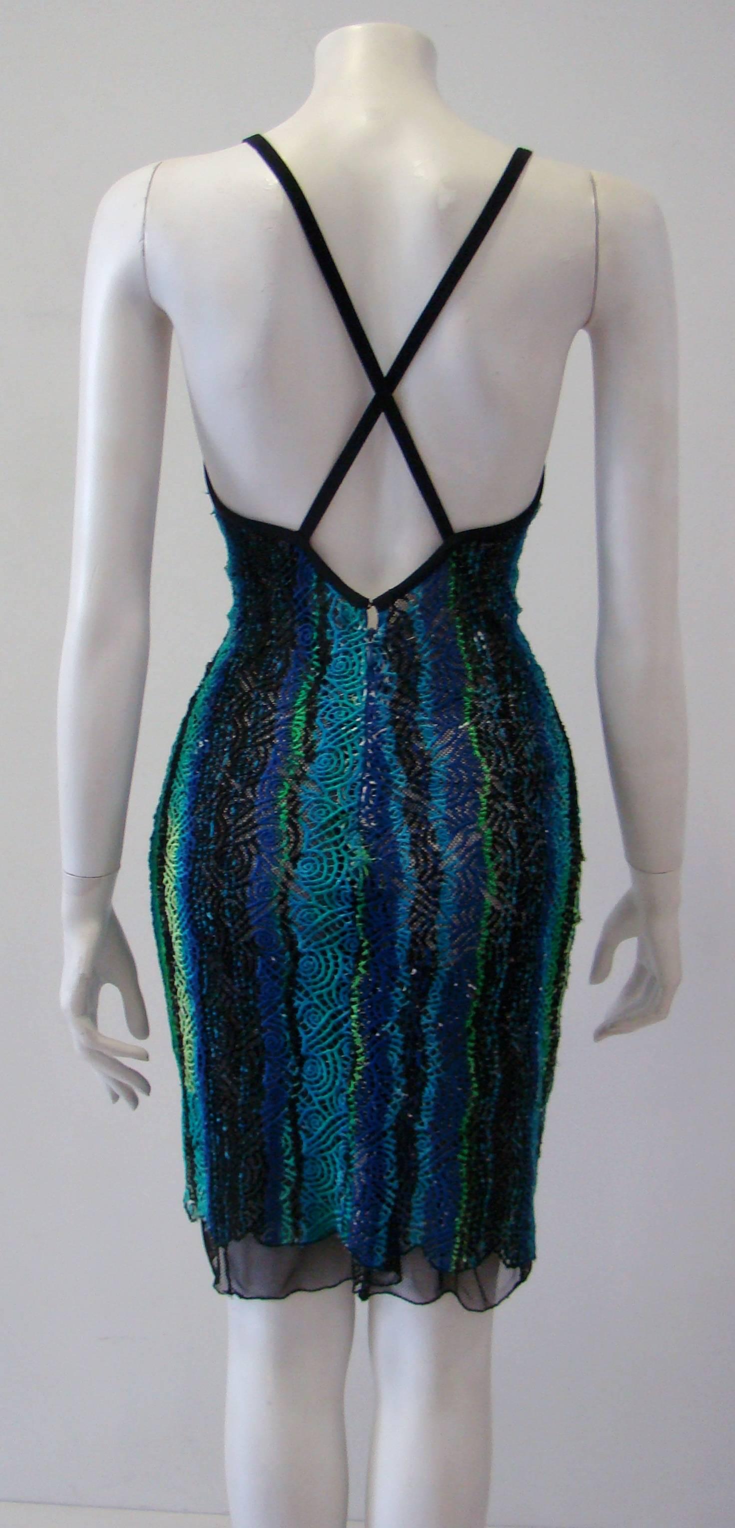 Gianni Versace Couture Multi-Coloured Threaded Dress With Net Spring, 1994 For Sale 3