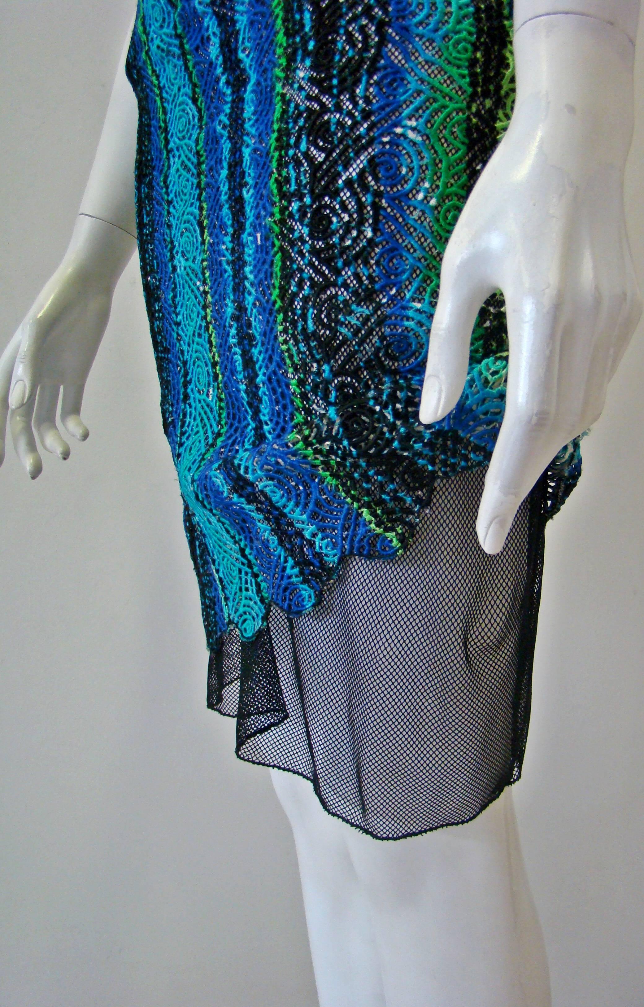 Gianni Versace Couture Multi-Coloured Threaded Dress With Net Spring, 1994 For Sale 2
