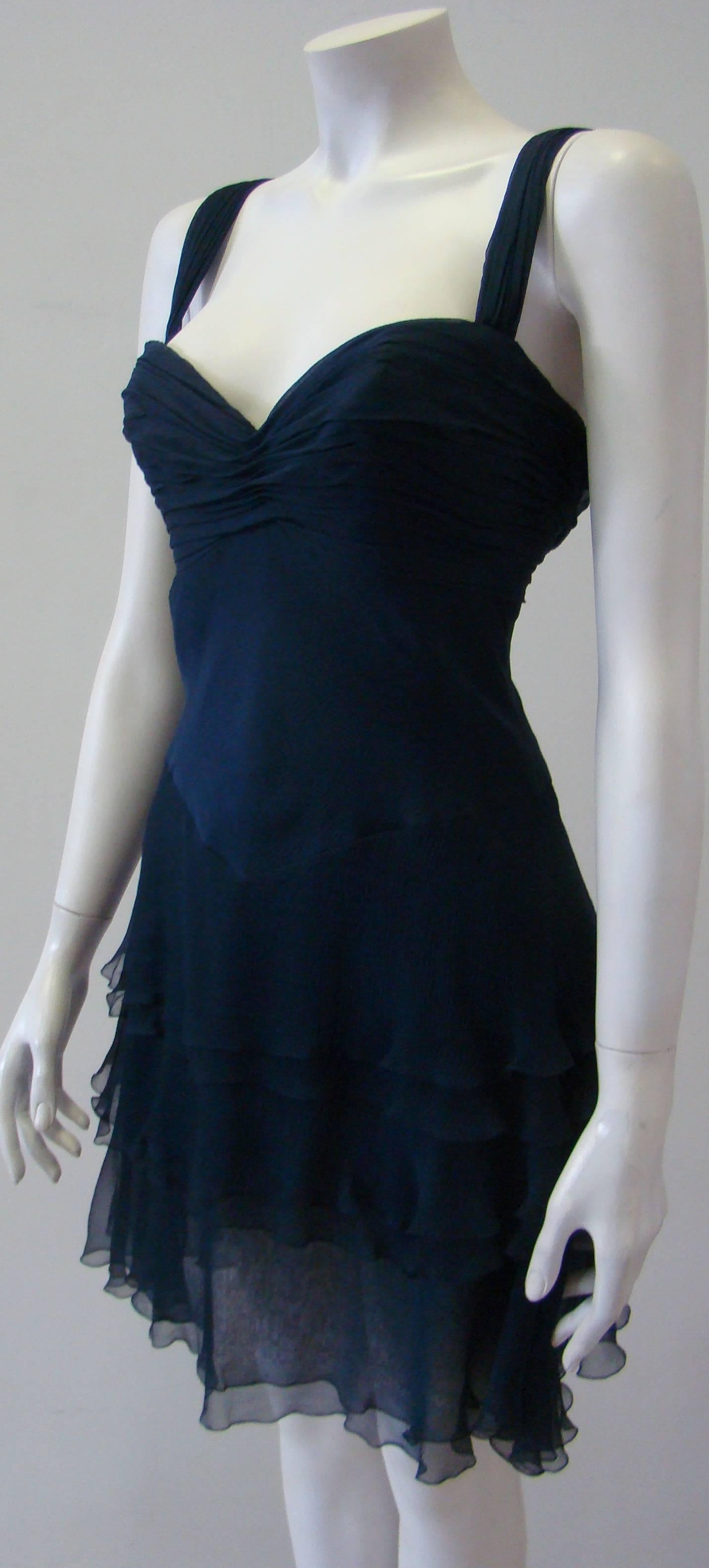 Black Loris Azzaro Silk Chiffon Cocktail Dress, 1990s For Sale