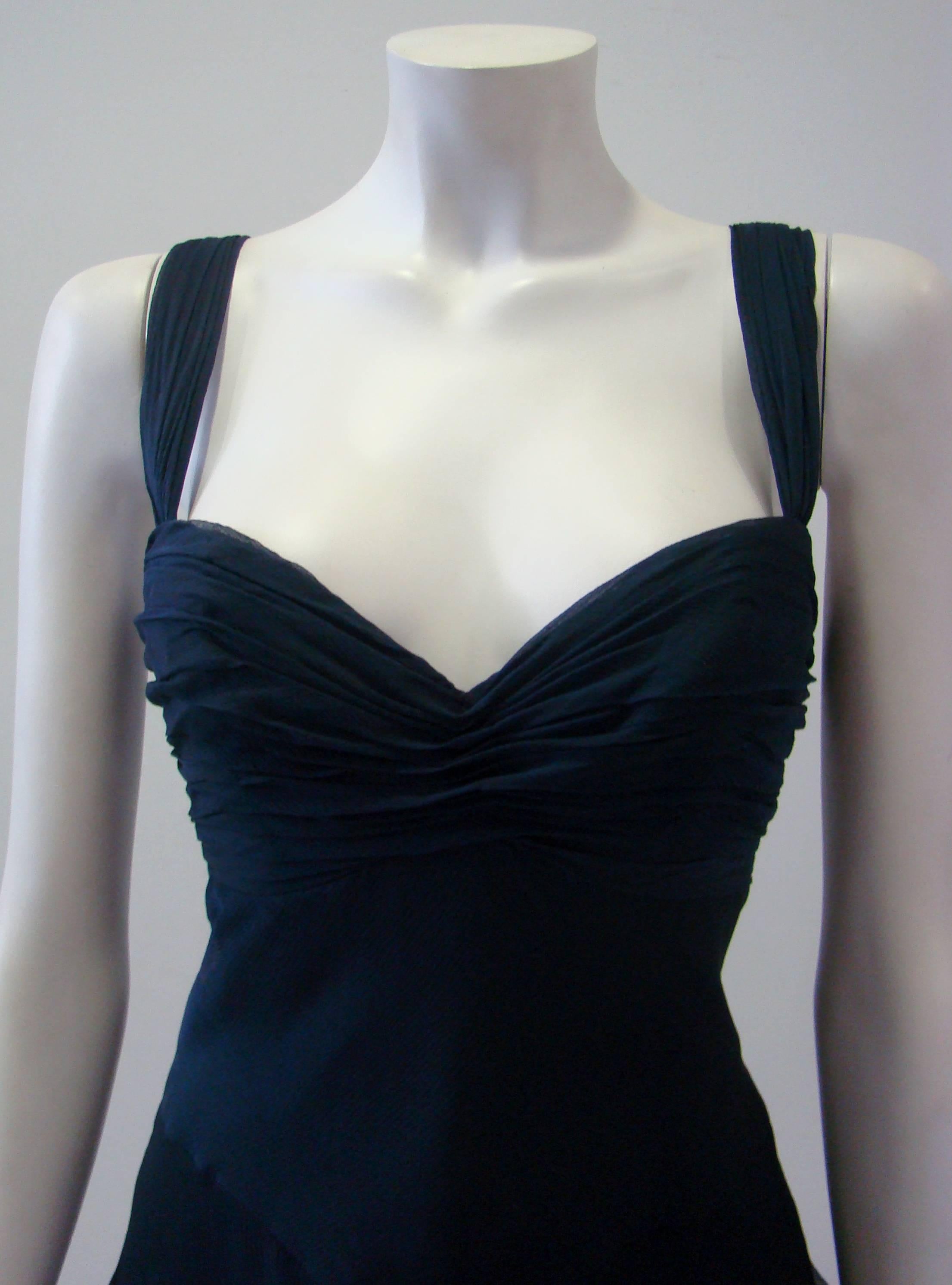 Loris Azzaro Silk Chiffon Cocktail Dress, 1990s In Excellent Condition For Sale In Athens, Agia Paraskevi