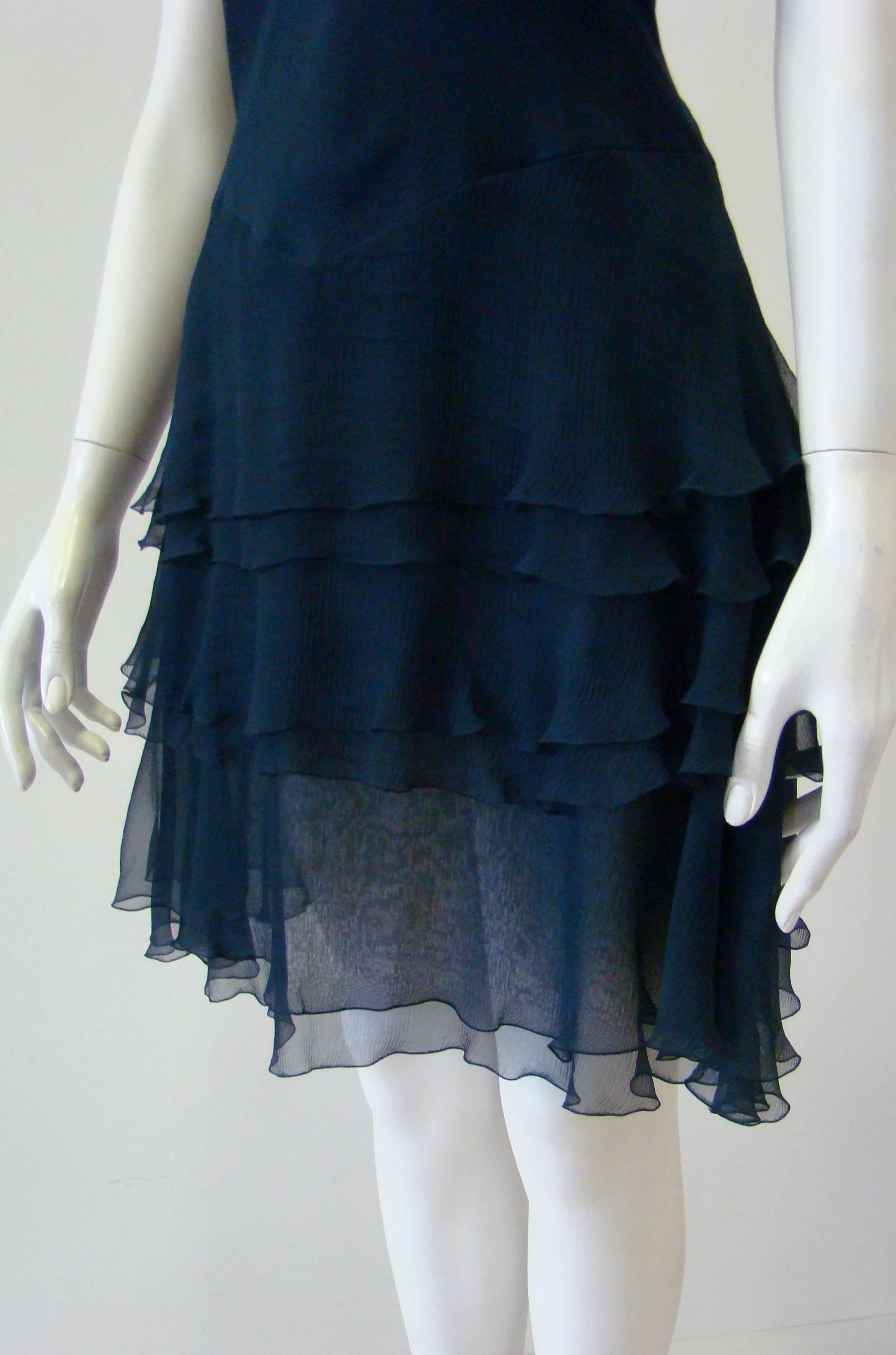 Loris Azzaro Silk Chiffon Cocktail Dress, 1990s For Sale 1