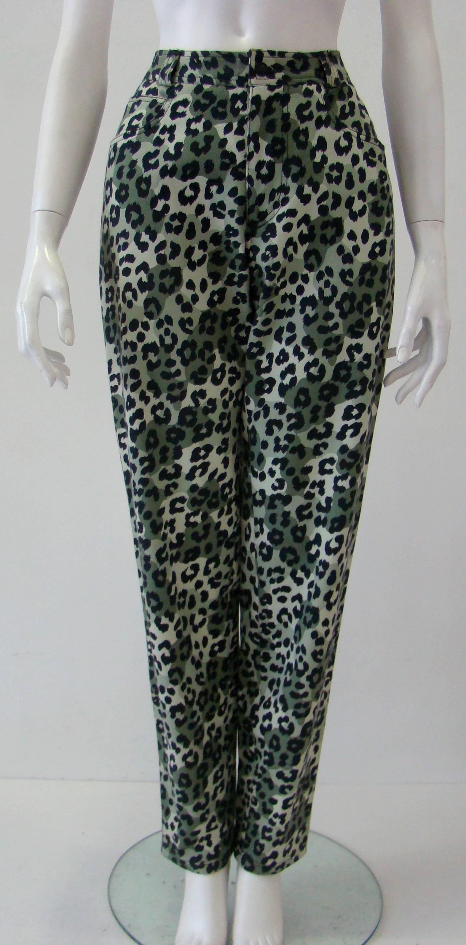 Istante By Gianni Versace Foot Printed Cotton Jeans Pants Fall 1992