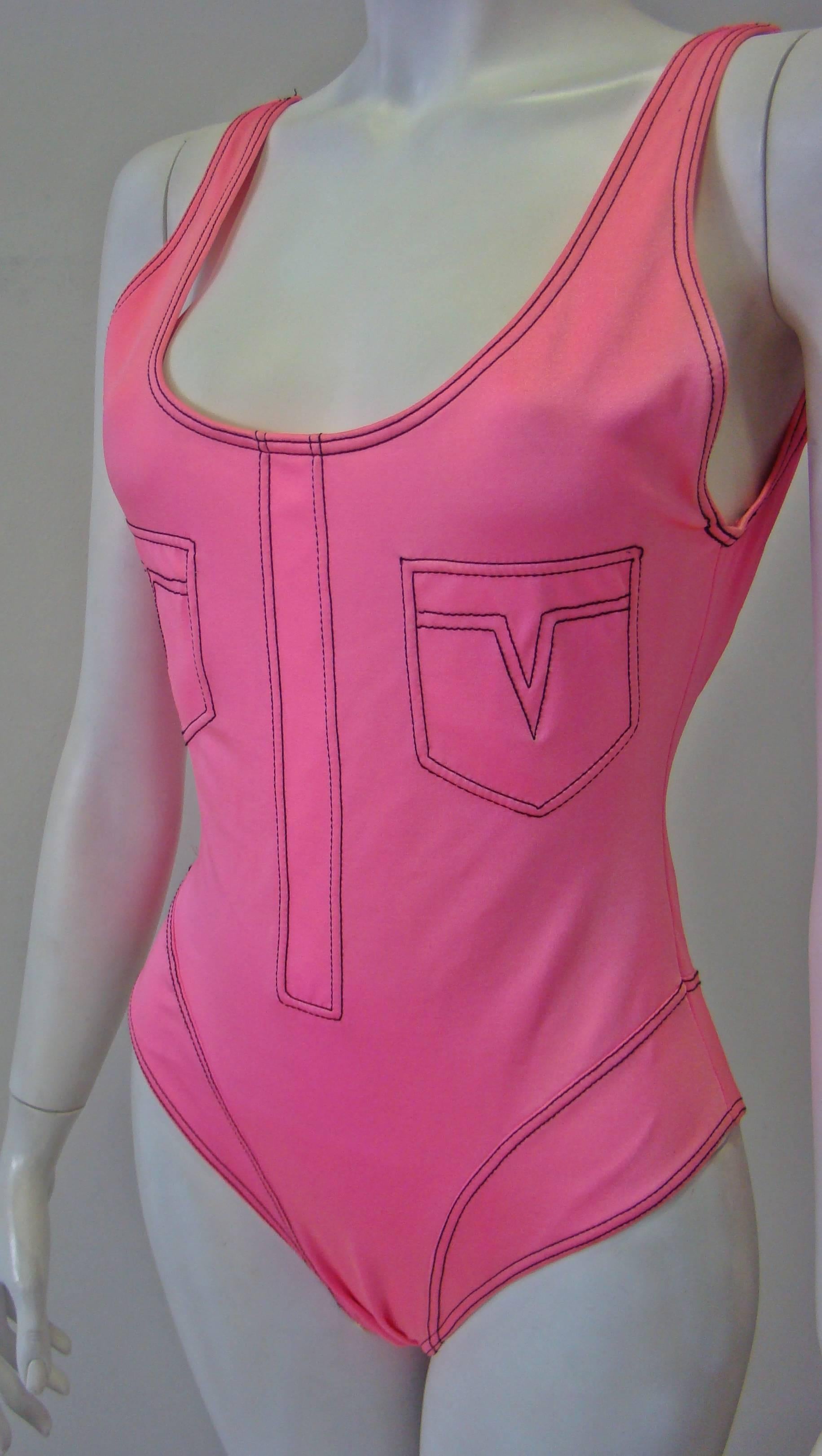 Gianni Versace Mare Stitch Contrast Swimsuit  In Excellent Condition For Sale In Athens, Agia Paraskevi