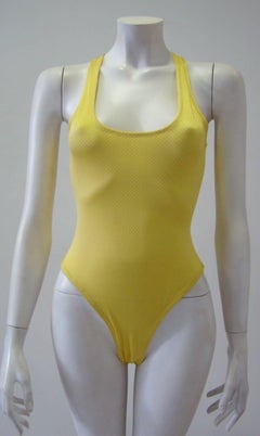 Gianni Versace Mare Lemon Bathing Suit With White Polka Dots