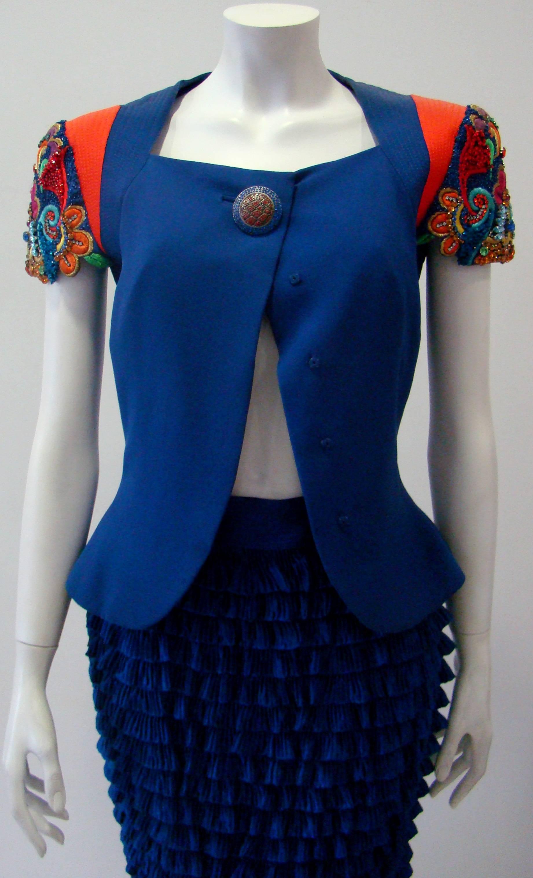 Exceptional Gianni Versace Couture Embroidered Beaded Jacket For Sale 2