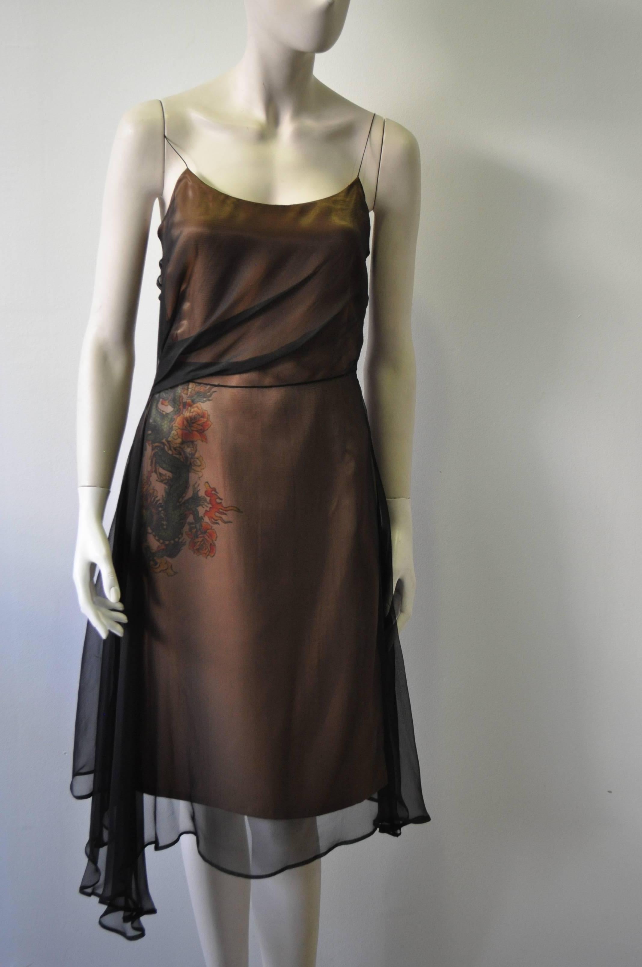 Women's One of a Kind MARCCAIN Gala Dragon Tattoo Dress For Sale