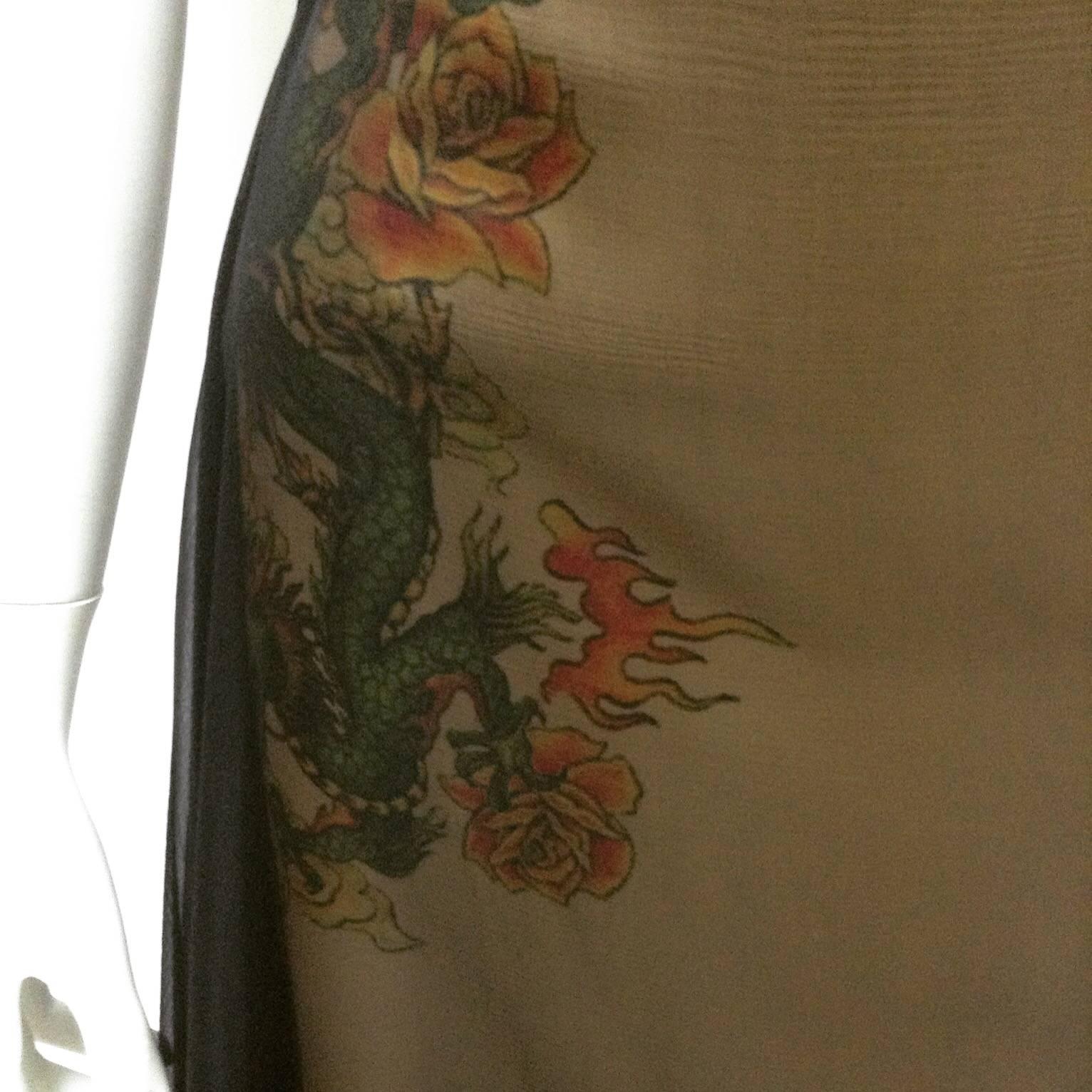 One of a Kind MARCCAIN Gala Dragon Tattoo Dress In Excellent Condition For Sale In Athens, Agia Paraskevi