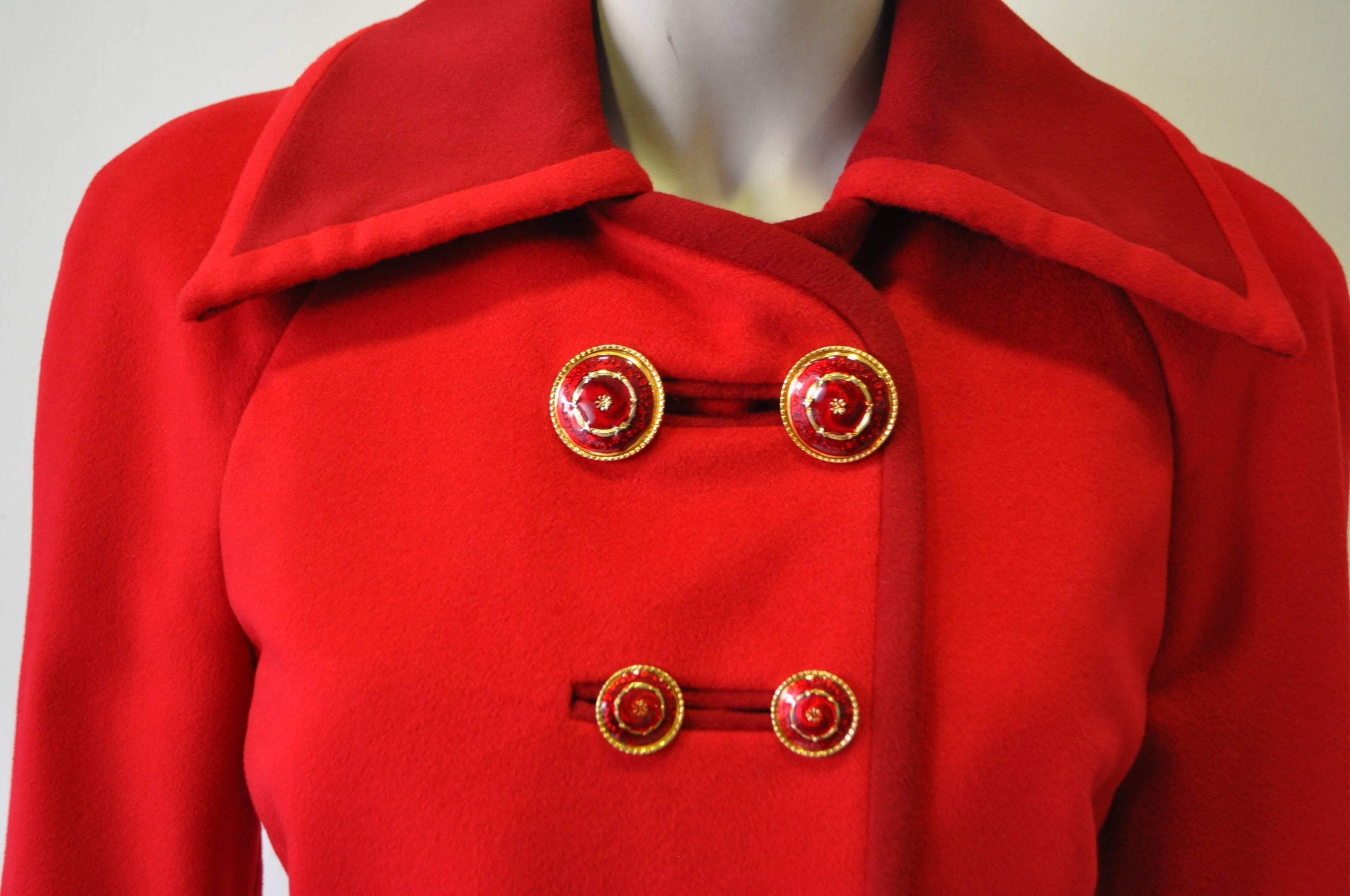 Exceptional and Rare Gianni Versace Couture 100% Wool Jacket featuring gilt metal and ruby paste buttons from Spring 1993 Nautical Collection