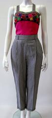 Gianni Versace Black and White Stars Print High Waisted Pants