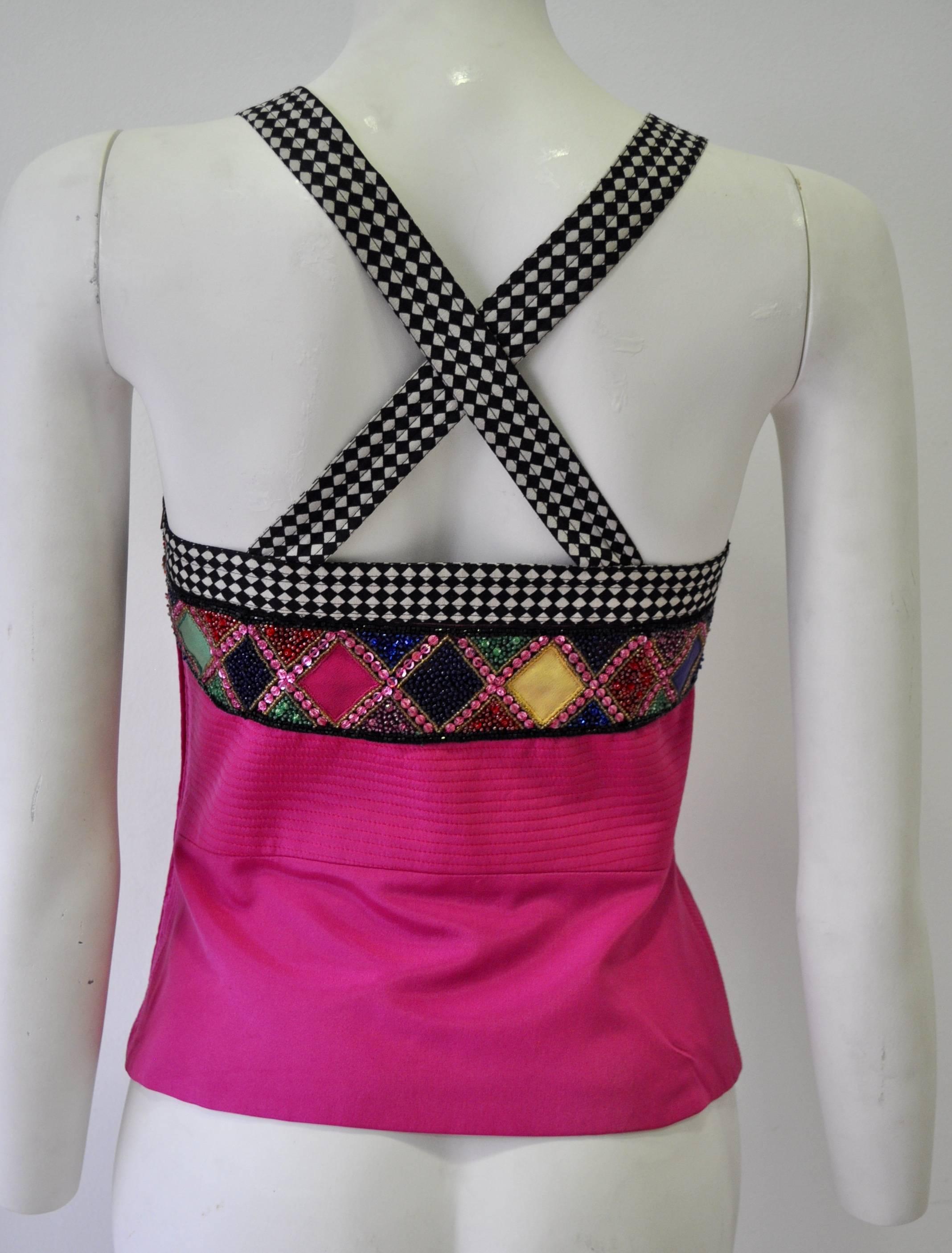 Gianni Versace Couture Hand Embroidered Silk Beaded Bustier In New Condition For Sale In Athens, Agia Paraskevi