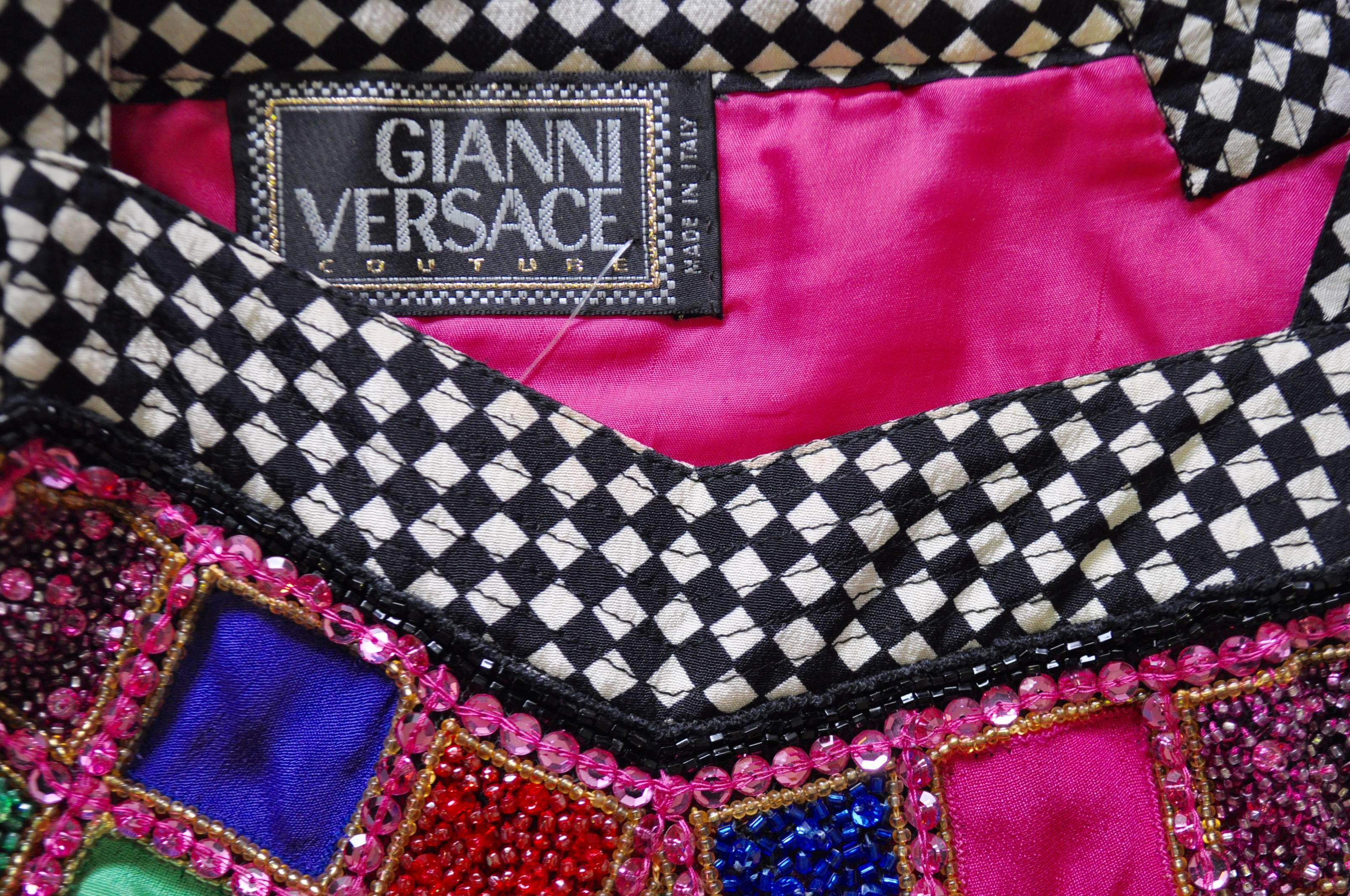 Gianni Versace Couture Hand Embroidered Silk Beaded Bustier For Sale 1