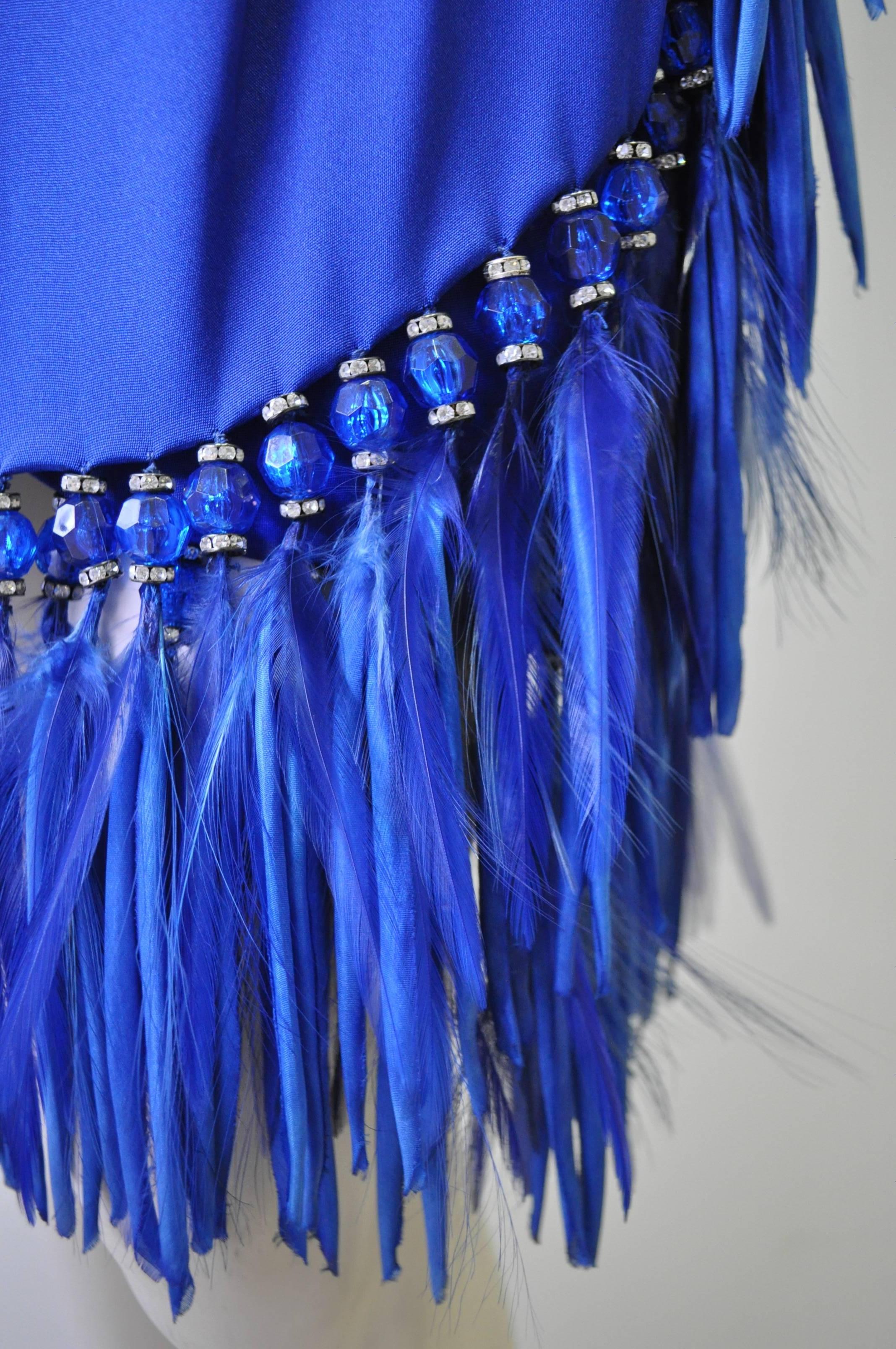 Blue Atelier Versace Silk Bead Maribou Skirt For Sale