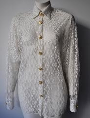 Eclectic Gianni Versace Couture Laser-Cut Sheer White Silk Shirt