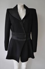 Exceptional Claude Montana Asymmetrical Lapel Wool Tuxedo Blazer