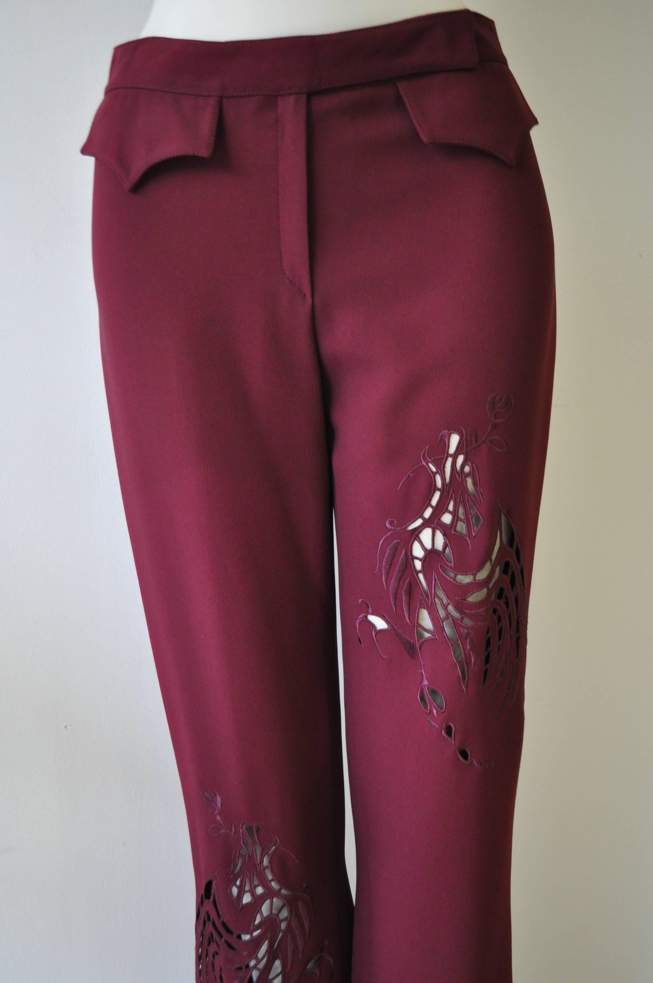 Angelo Mozzillo Highly Original Embroidered Laser-Cut Pants