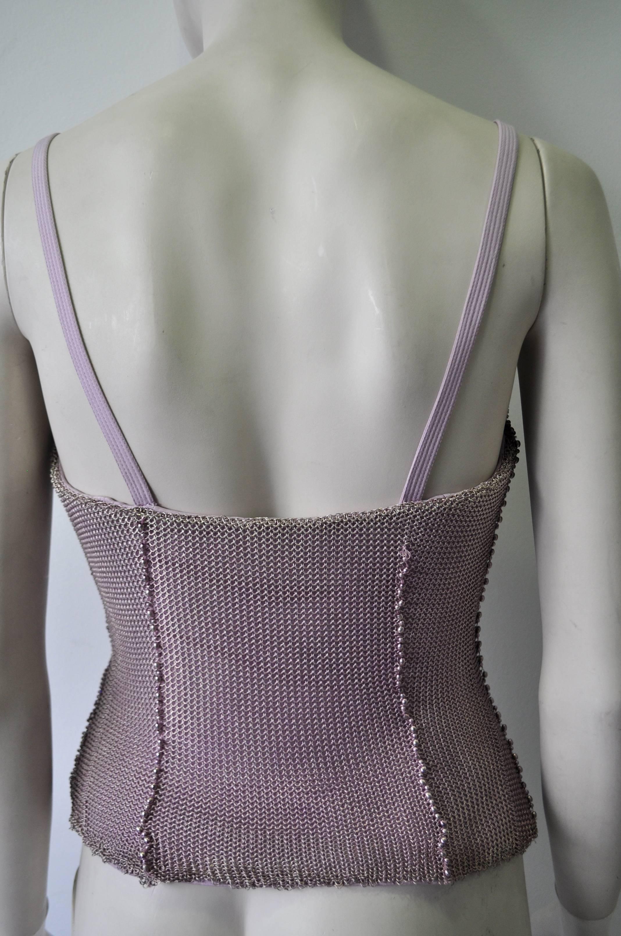 Women's Exceptional Museum Quality Atelier Versace Silk Chainmail Metal Bodice Top For Sale