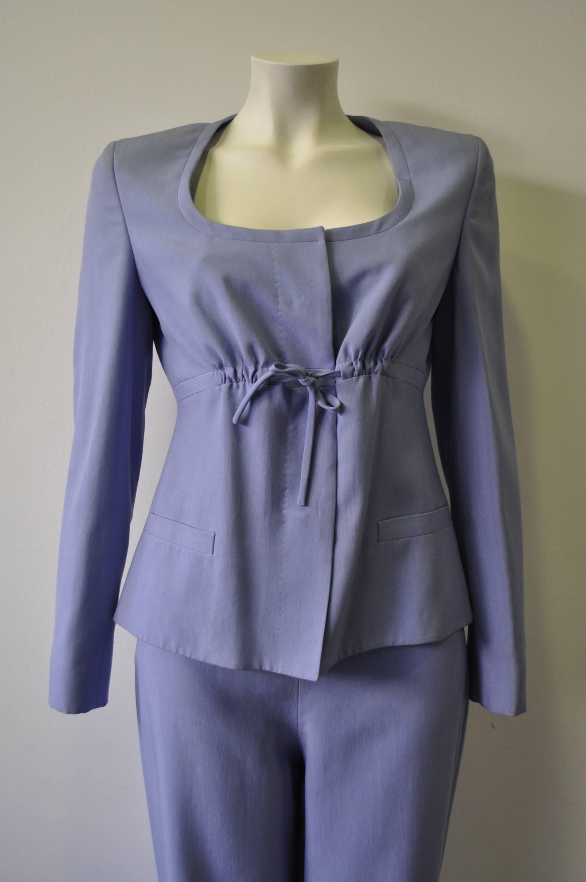 Gianni Versace Couture 100% Silk Drawstring Bust Jacket and Pants Suit