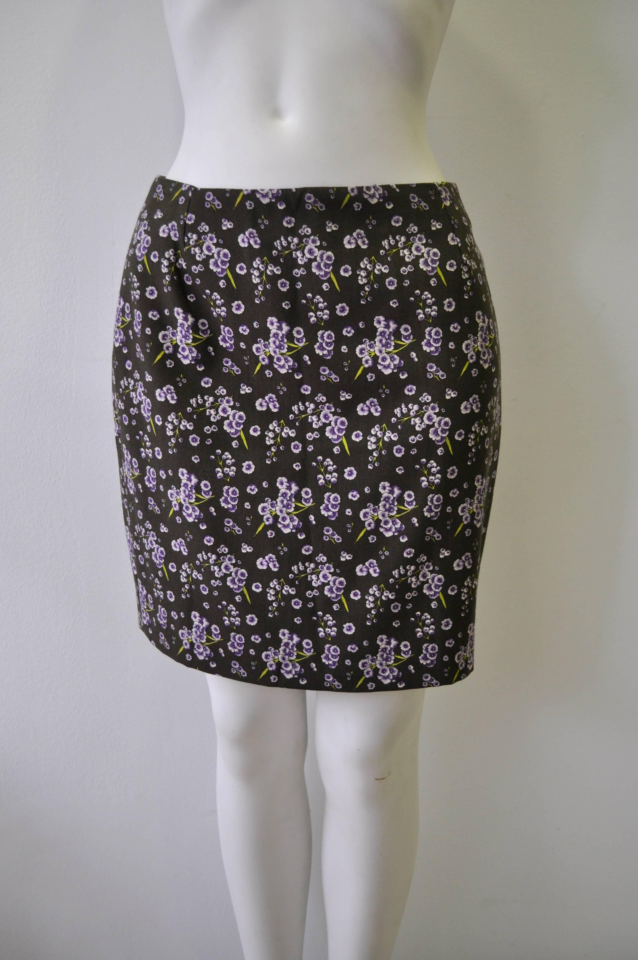 Women's Gianni Versace Istante Floral Militaire Mini Skirt Suit For Sale