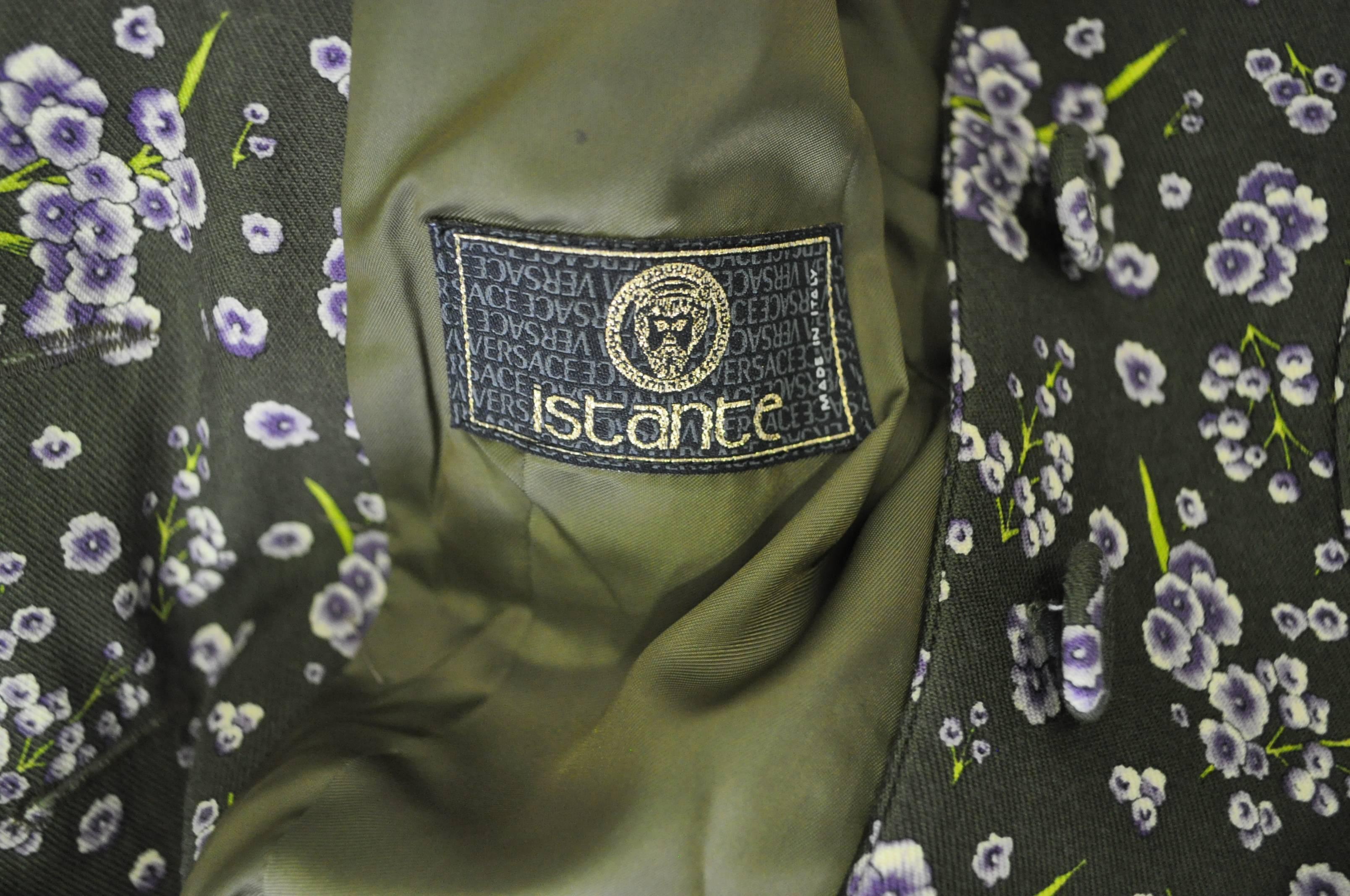 Gianni Versace Istante Floral Militaire Mini Skirt Suit For Sale 2