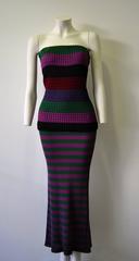 Rare Gianni Versace Couture Striped Knit Strapless Ensemble