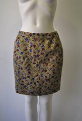 Unique Gianni Versace Istante Khaki Floral Mini Skirt