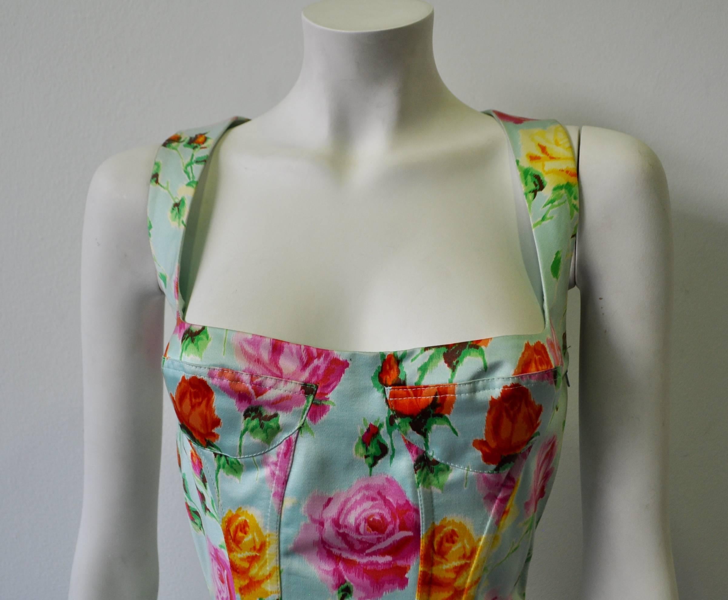 Women's Gianni Versace Couture Floral Bustier and Pencil Skirt Ensemble For Sale