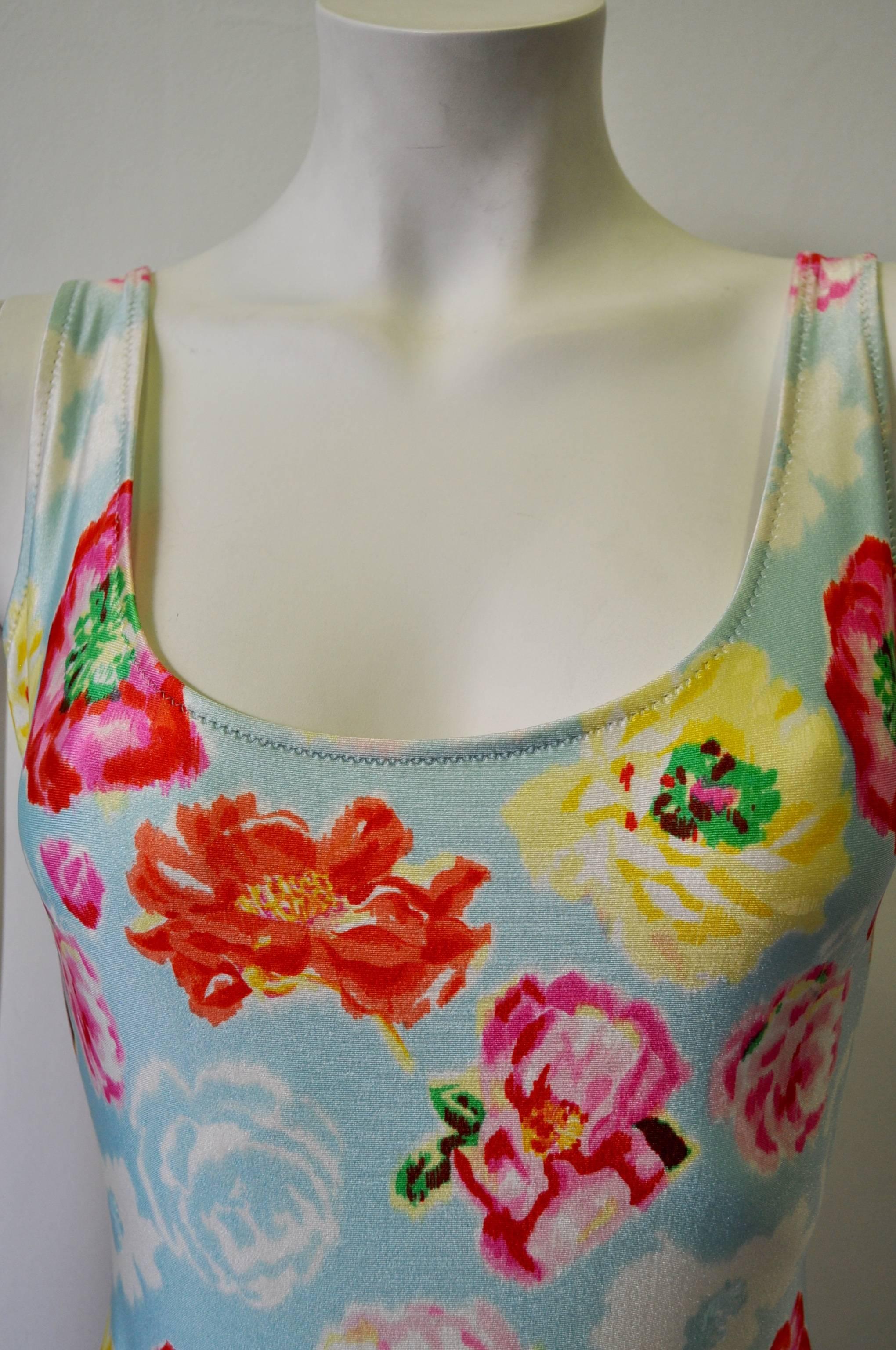 Gianni Versace Istante Mare Spring Floral Bathing Suit In New Condition In Athens, Agia Paraskevi