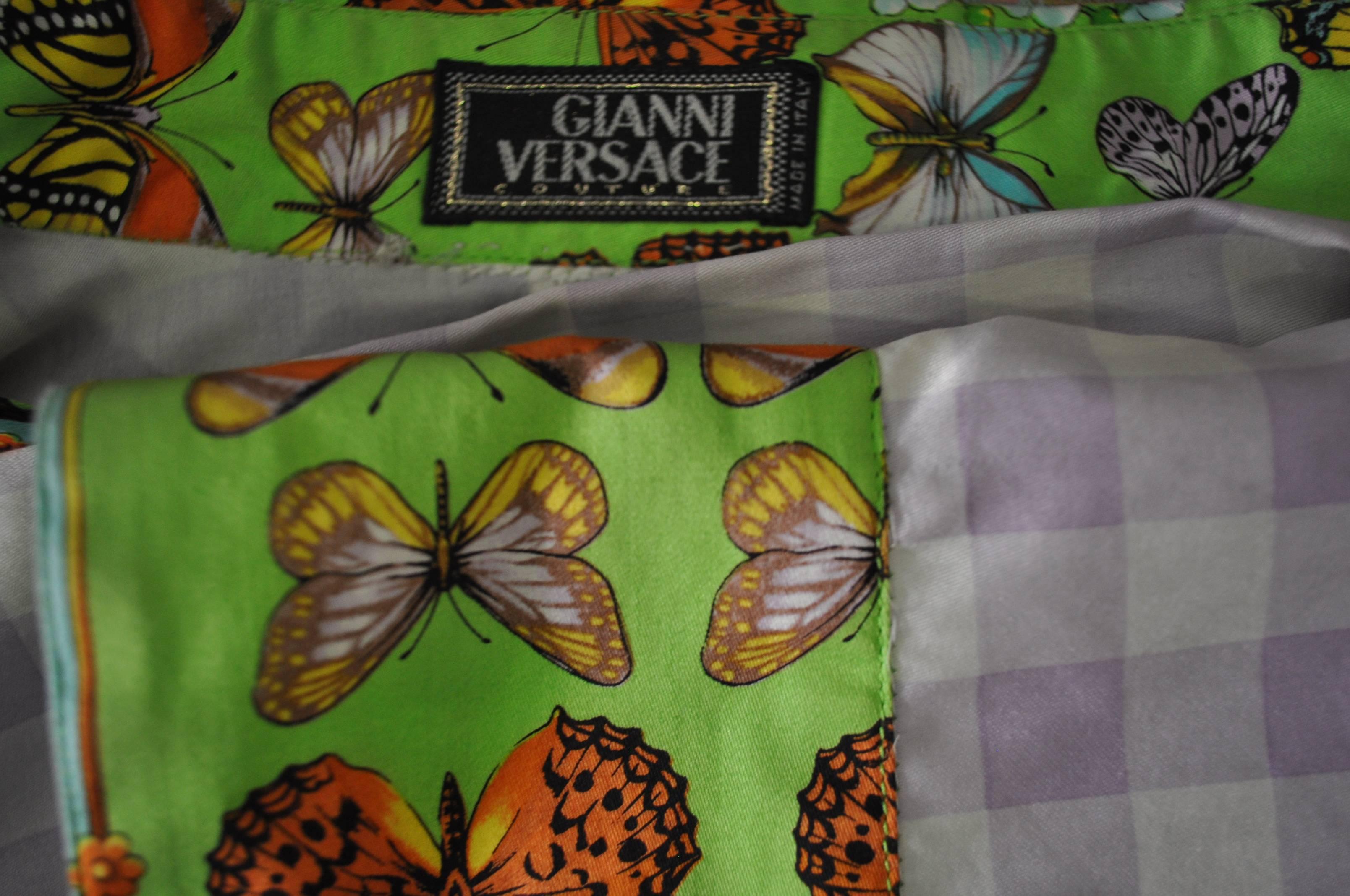 Gianni Versace Couture Iconic Butterflies Check Print Shirt For Sale 1