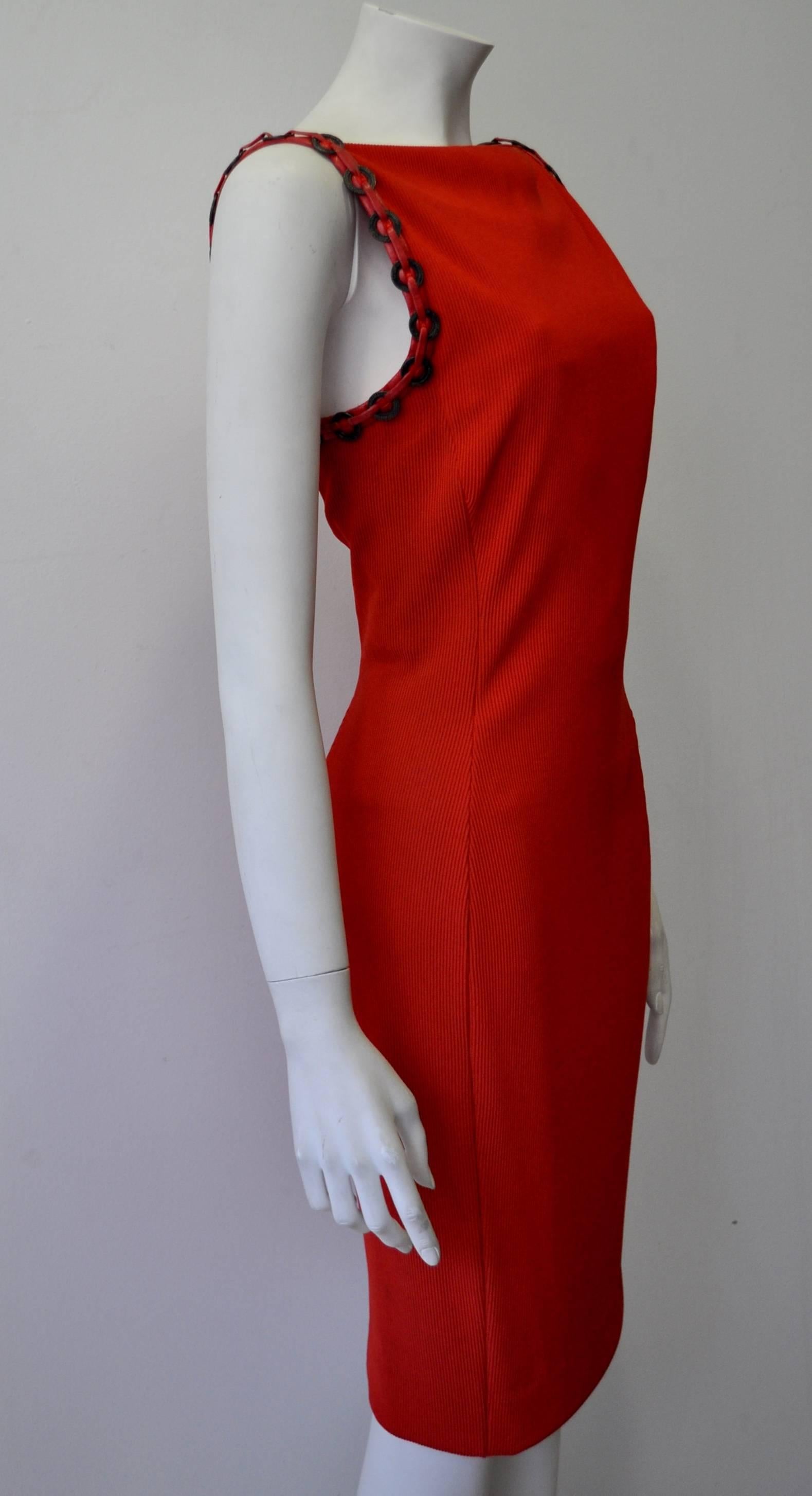 Iconic Gianni Versace Couture Red Siren Bodycon Dress In New Condition For Sale In Athens, Agia Paraskevi